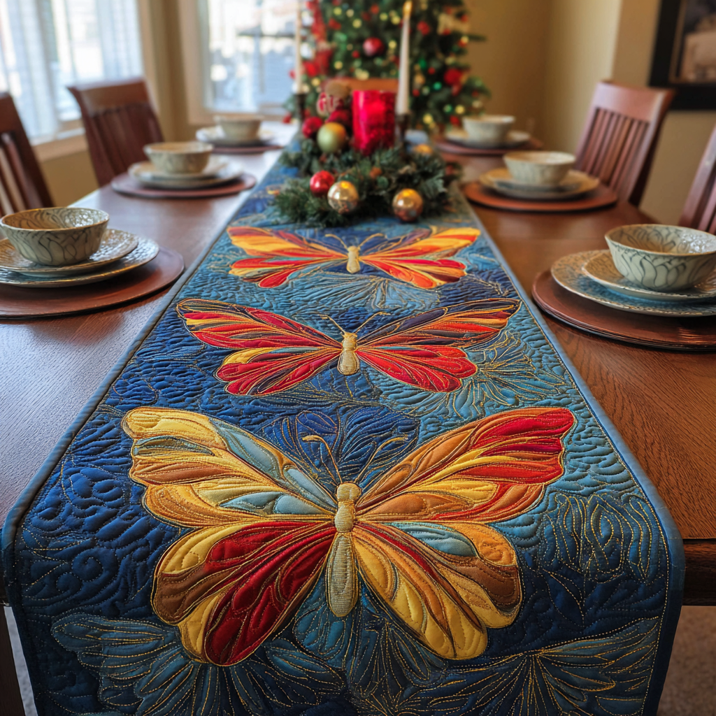 Butterfly Whisper Quilted Table Runner NCU0DDK1590