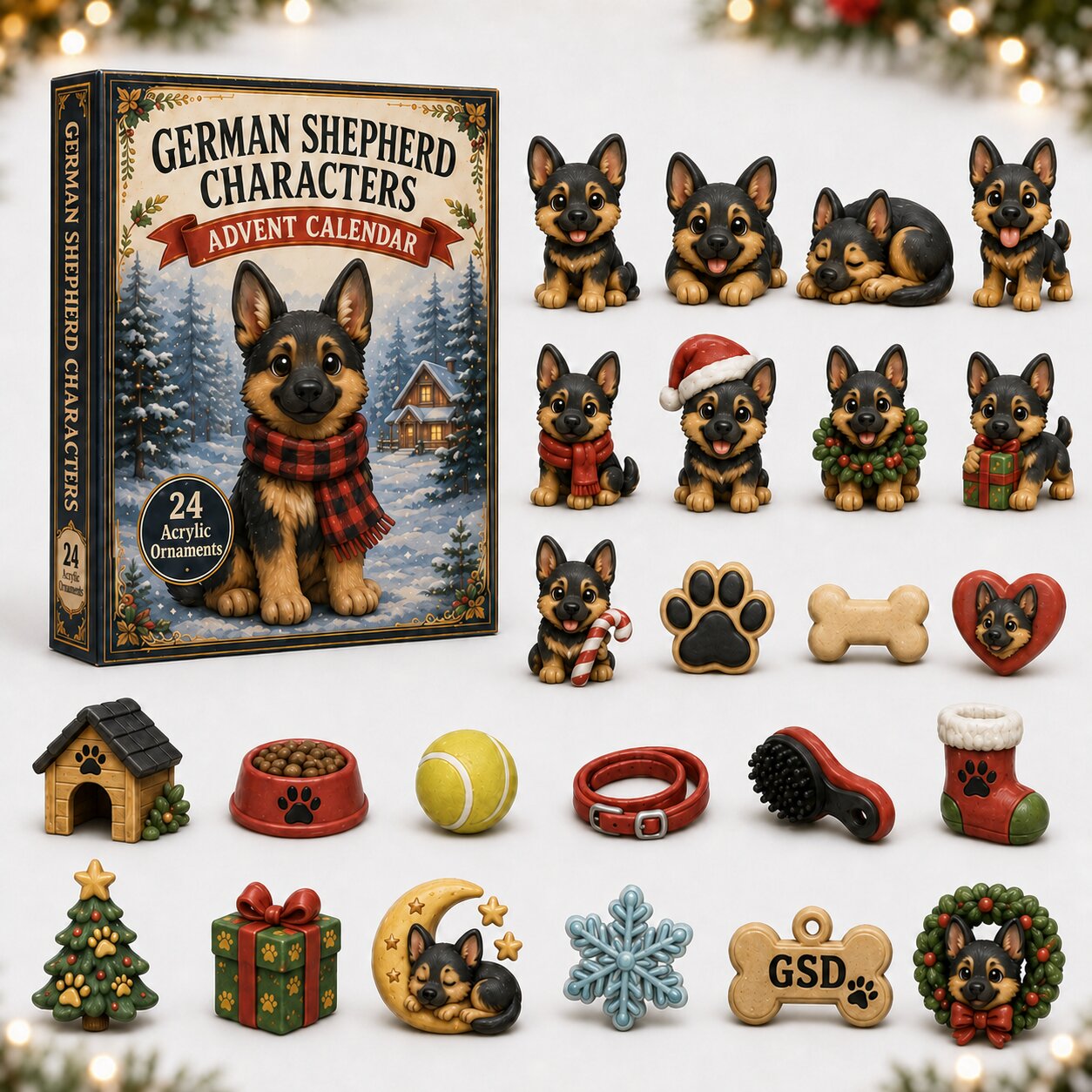 CHRISTMAS KICKOFF 40% OFF - German Shepherd Advent Calendar 2026 - 24-Day Festive Countdown, Acrylic Charms Blind Box - Gift For Dog Lovers