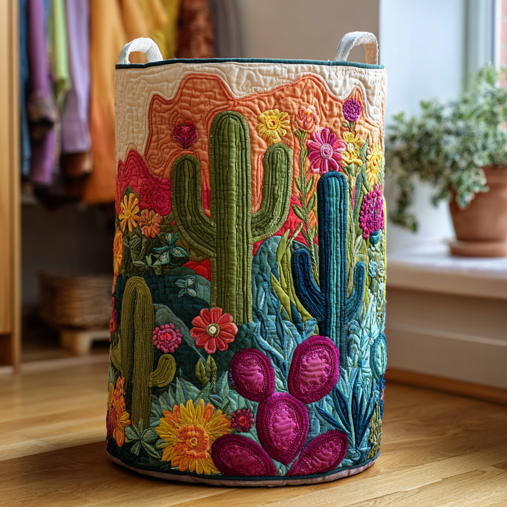 Cactus Valley Quilted Laundry Basket NCU0DDK1289