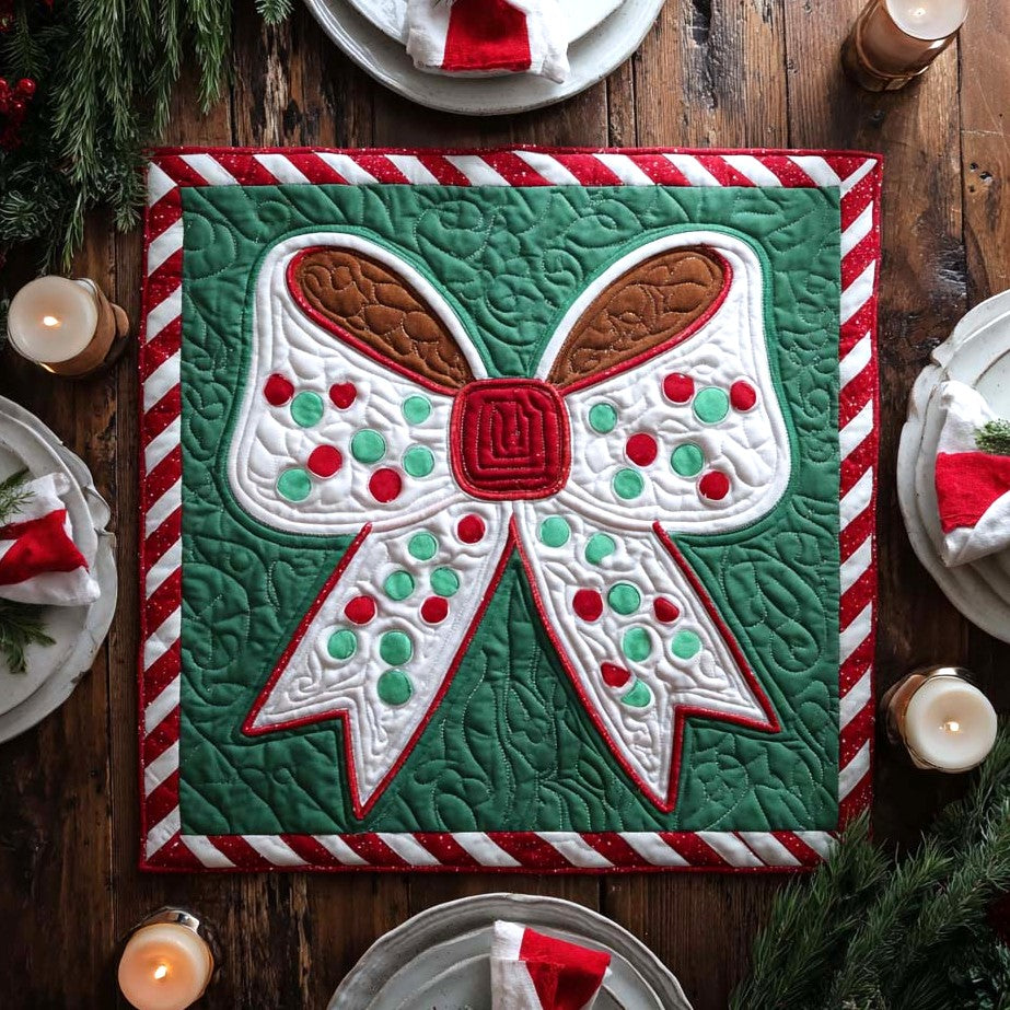 Candy Bow Quilted Table Topper NCU0NXD156