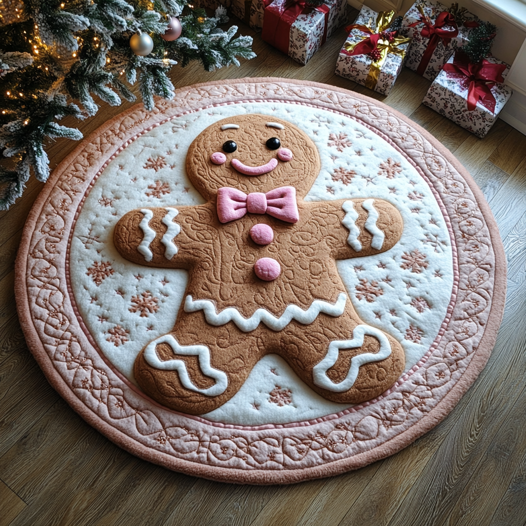 Candy Cane Lane Quilted Round Mat NCU0DV1014