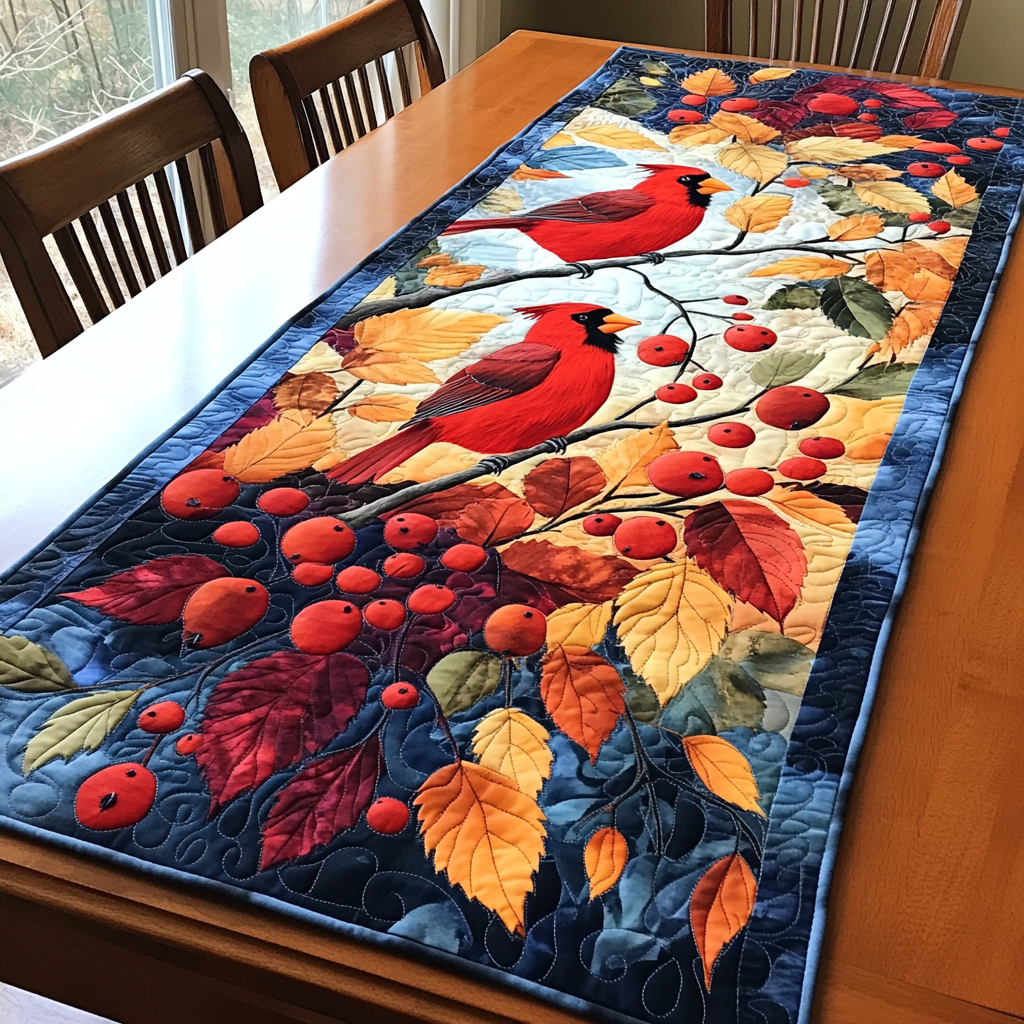 Cardinal Bloom Quilted Table Runner NCU0DDK1285