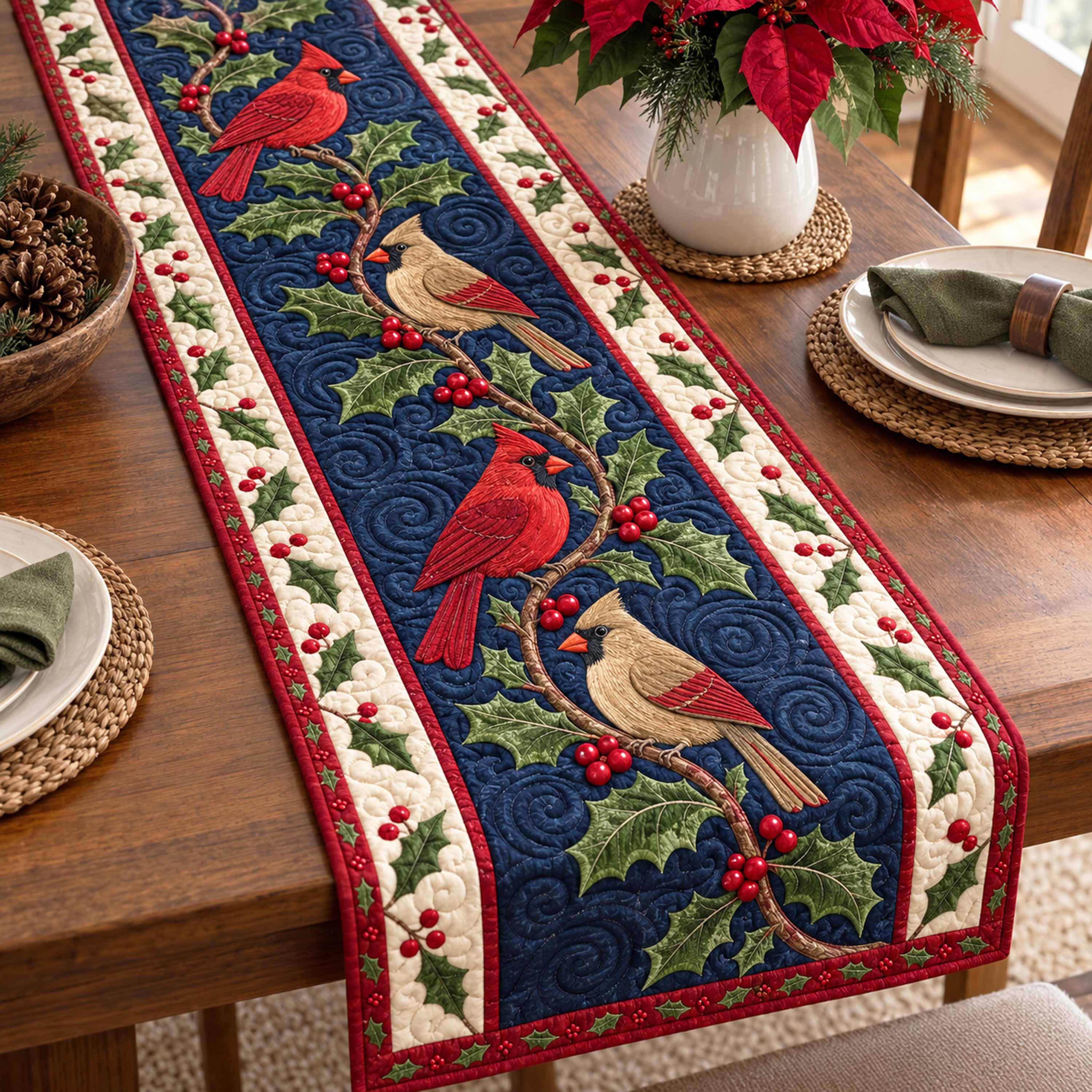 Cardinal Whisper Quilted Table Runner NCU0NTD2344