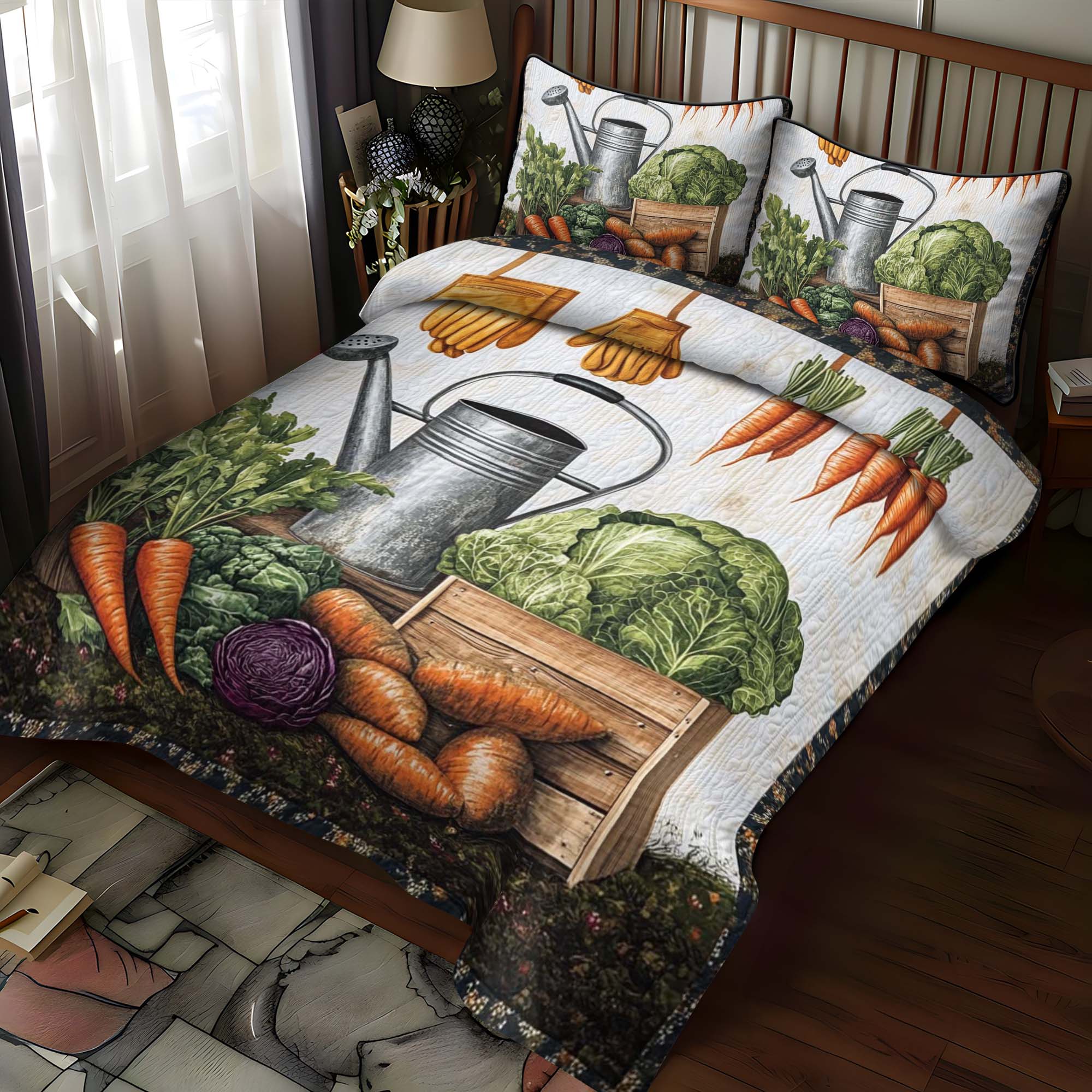 Carrot Patch 3-Piece Quilted Bedding Set NCU0NT1153