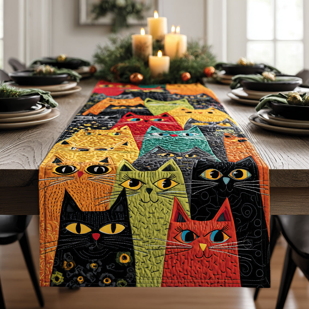 Cat Patch Delight Quilted Table Runner NCU0DV1000