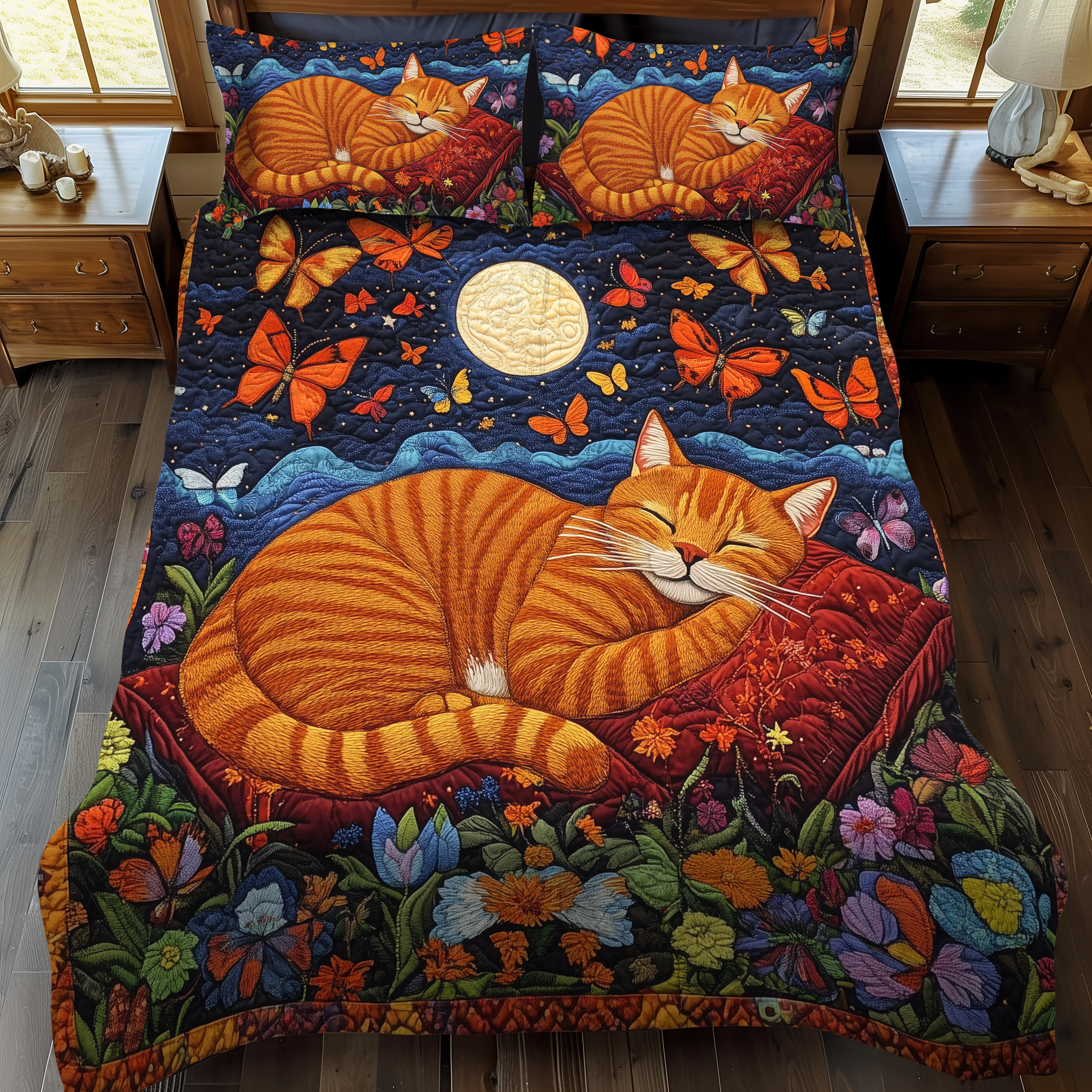 Catnap Haven 3-Piece Quilted Bedding Set NCU0DK1620
