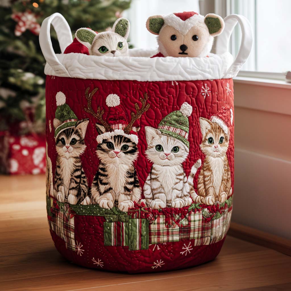 Catnip Holiday Quilted Laundry Basket NCU0NNT2199