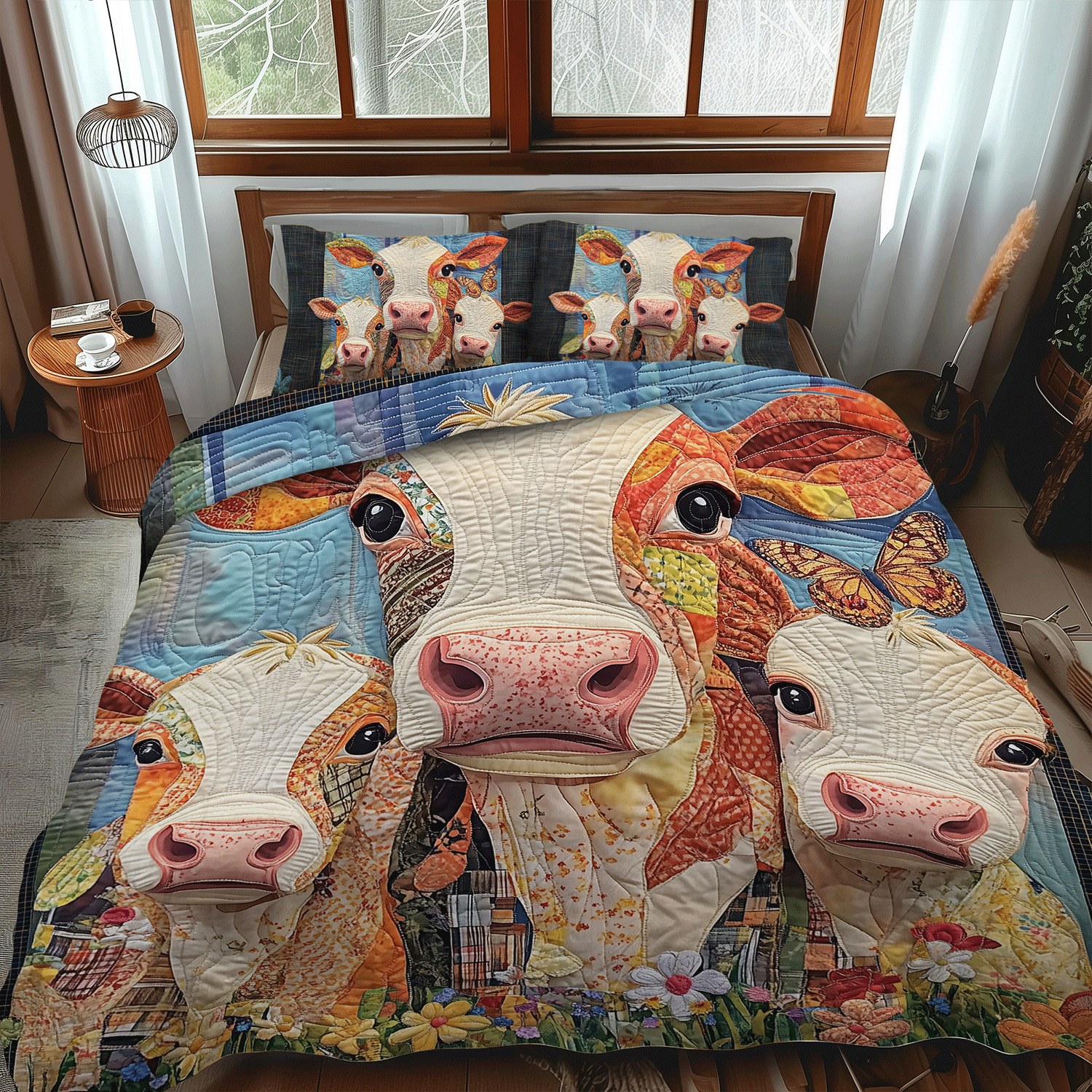 Cattle Charm 3-Piece Quilted Bedding Set NCU0TH1377