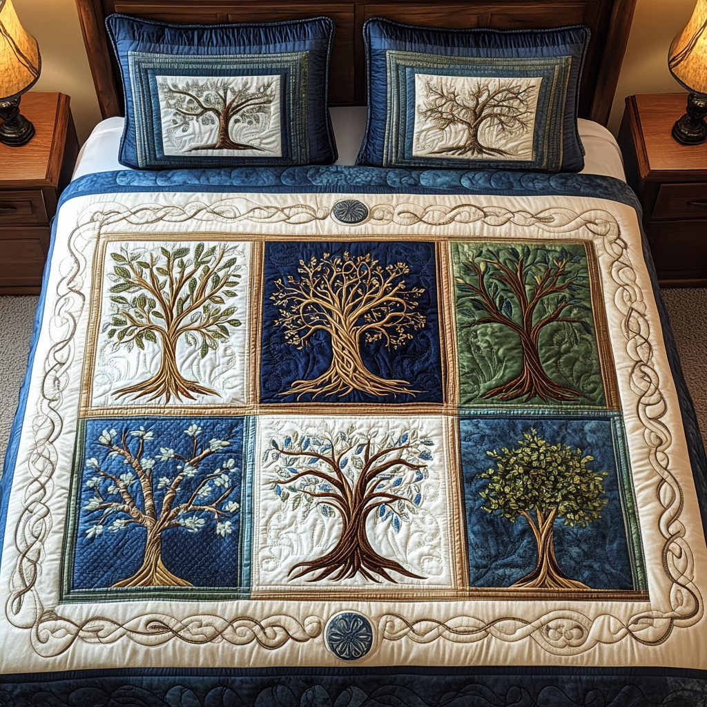Celestial Arbor Quilt 3-Piece Quilted Bedding Set NCU0TL2009
