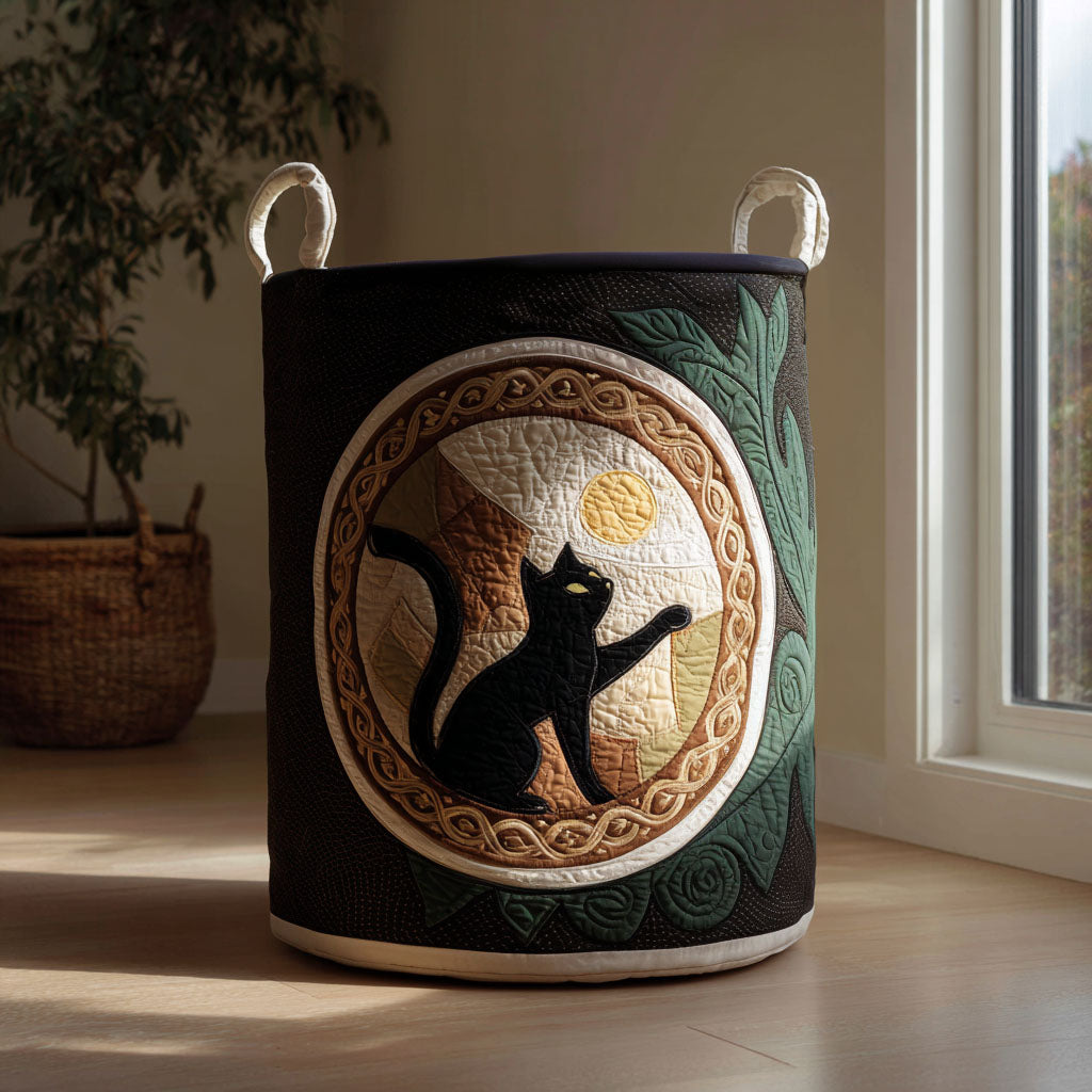 Celtic Twilight Cat Quilted Laundry Basket NCU0PTT1644