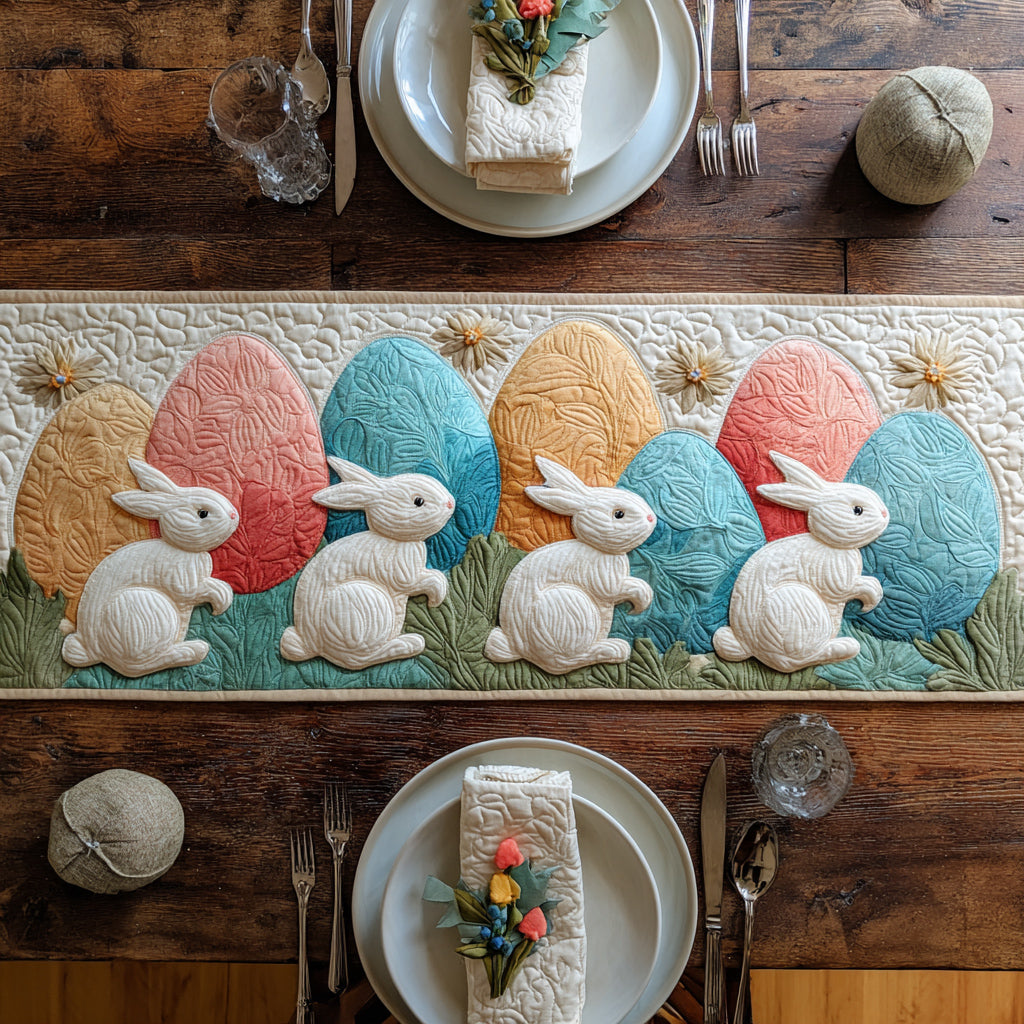 Charming Easter Bunny Quilted Table Runner NCU0HNH337