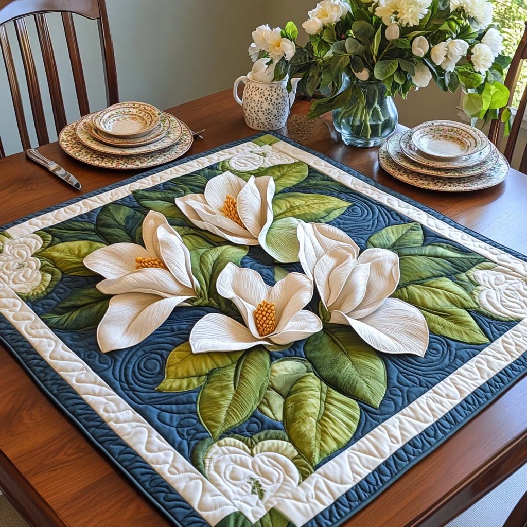 Charming Magnolia Quilted Table Topper NCU0NNT971