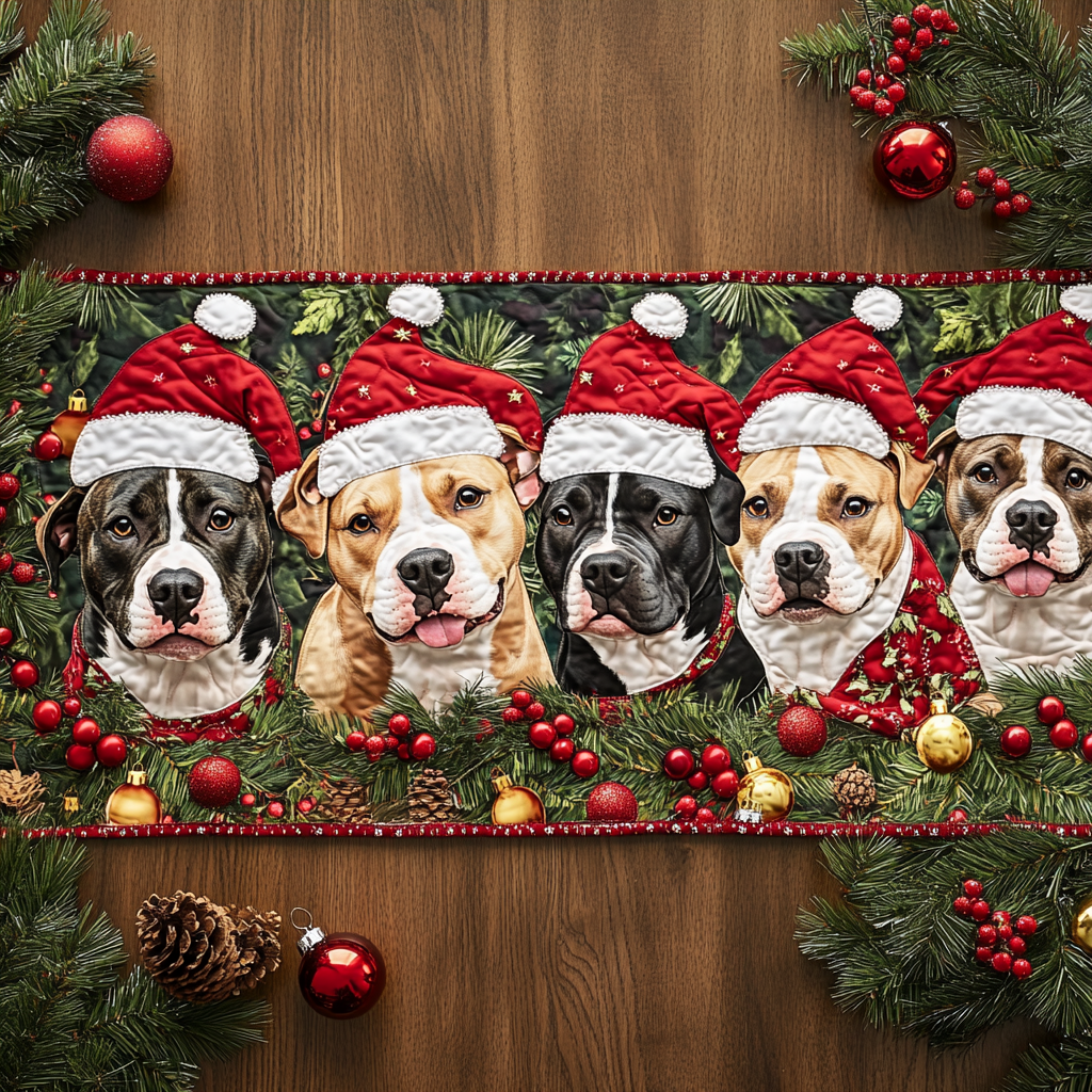 Charming Pitbull Quilted Table Runner NCU0DDK1532