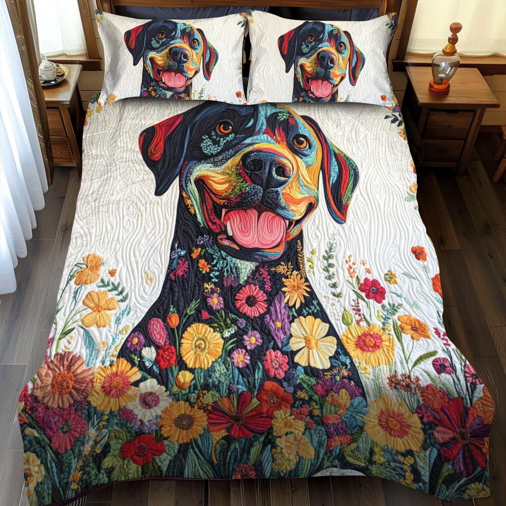 Charming Smiling Labrador 3-Piece Quilted Bedding Set NCU0PD551