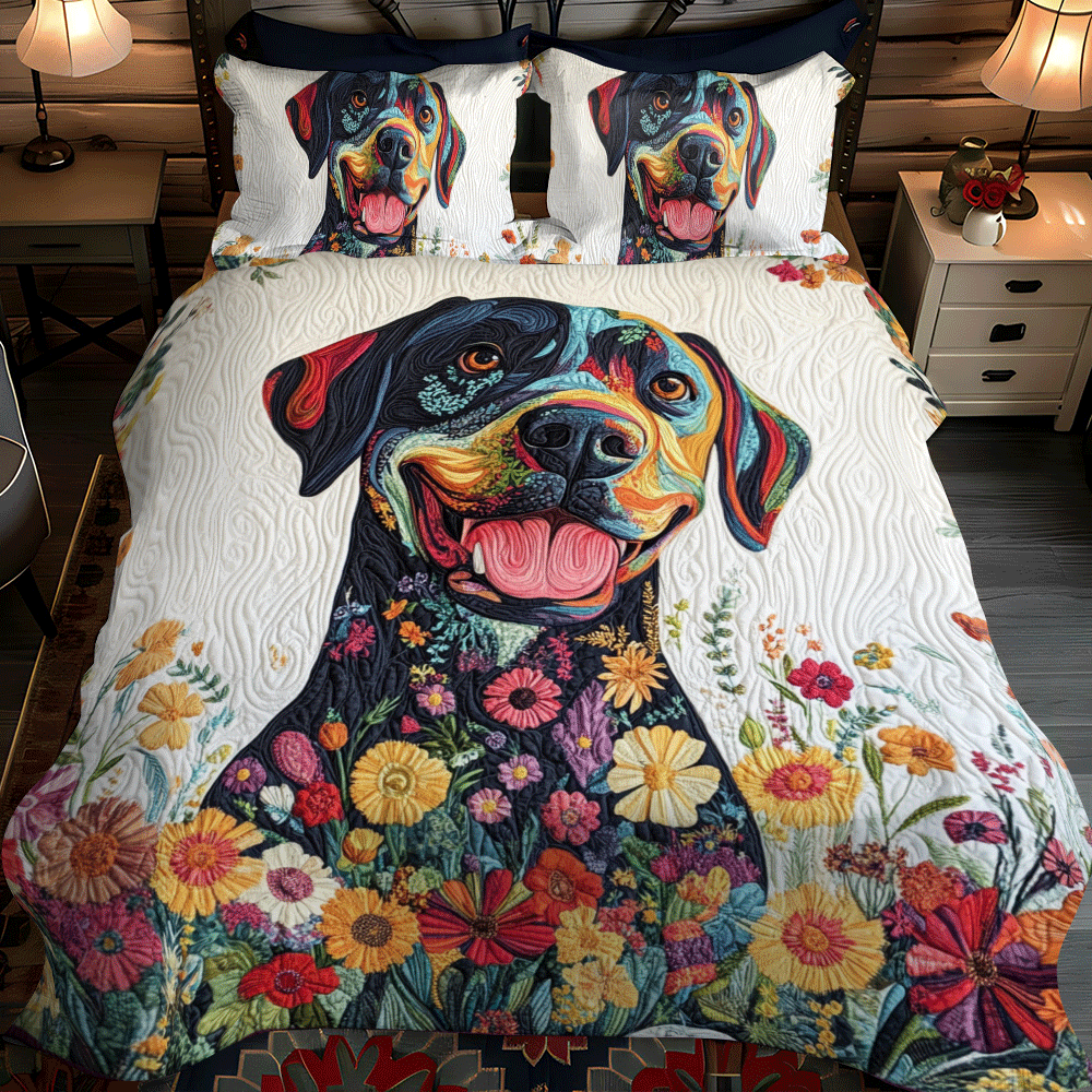Charming Smiling Labrador 3-Piece Quilted Bedding Set NCU0PD551