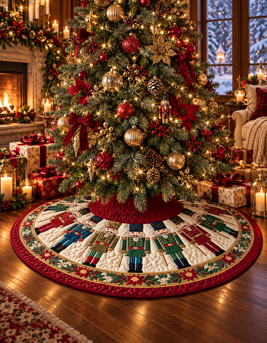 Nutcracker Joy Christmas Quilted Tree Skirt