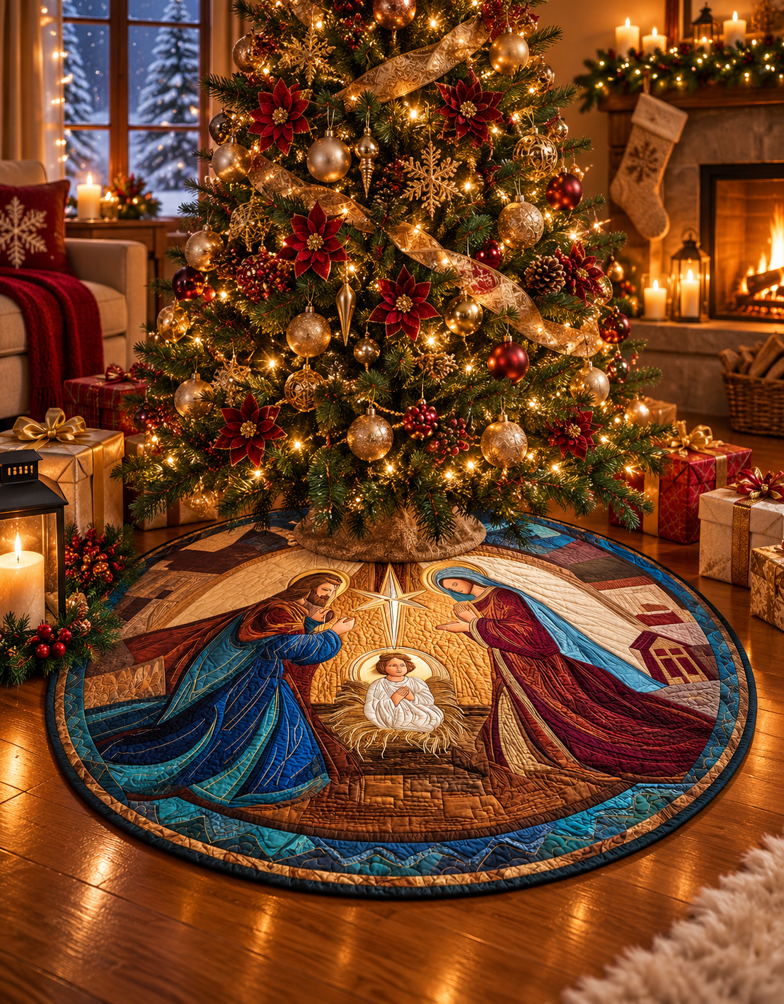 Heavenly Adoration Quilted Tree Skirt