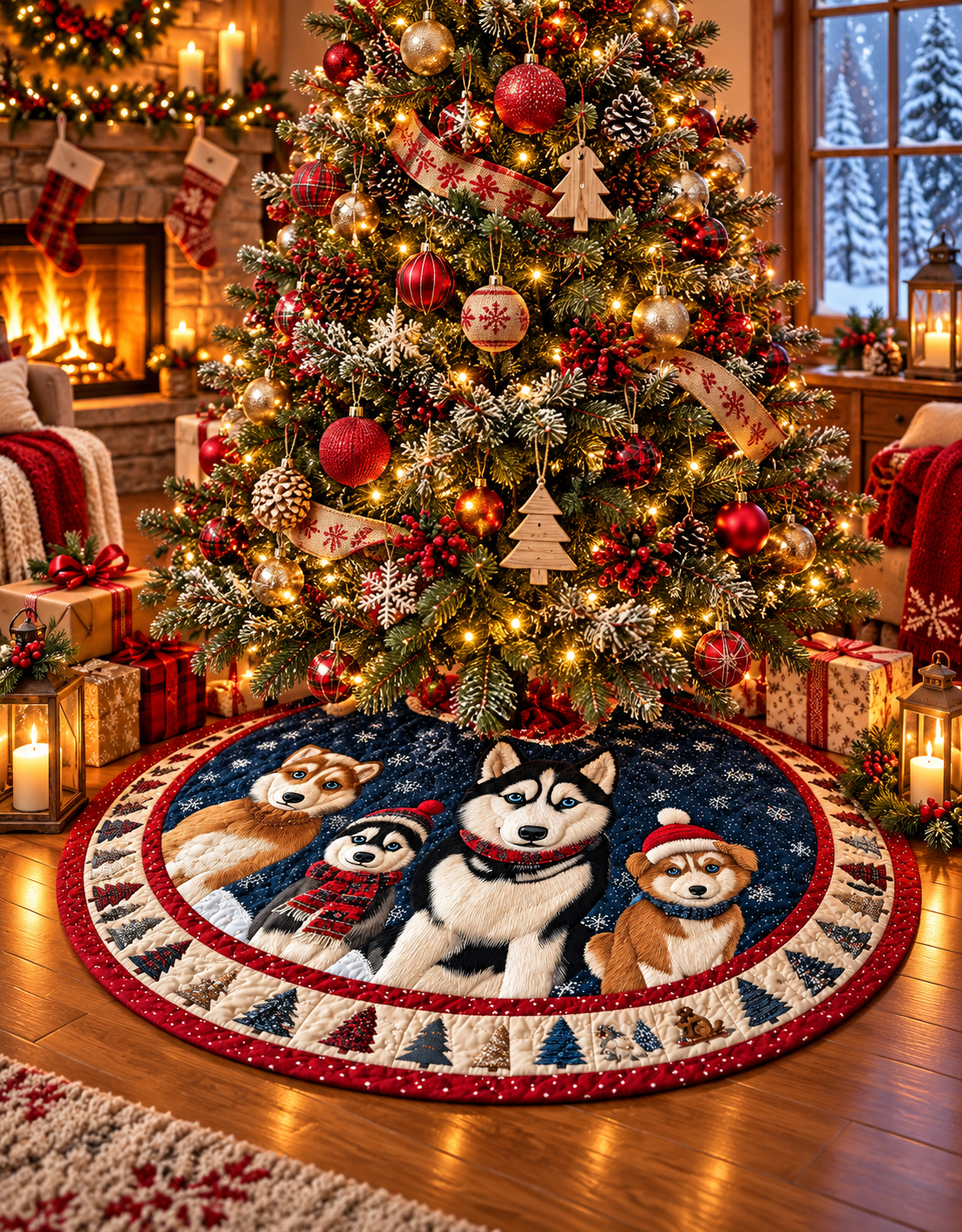 Husky Harmony Christmas Quilted Tree Skirt