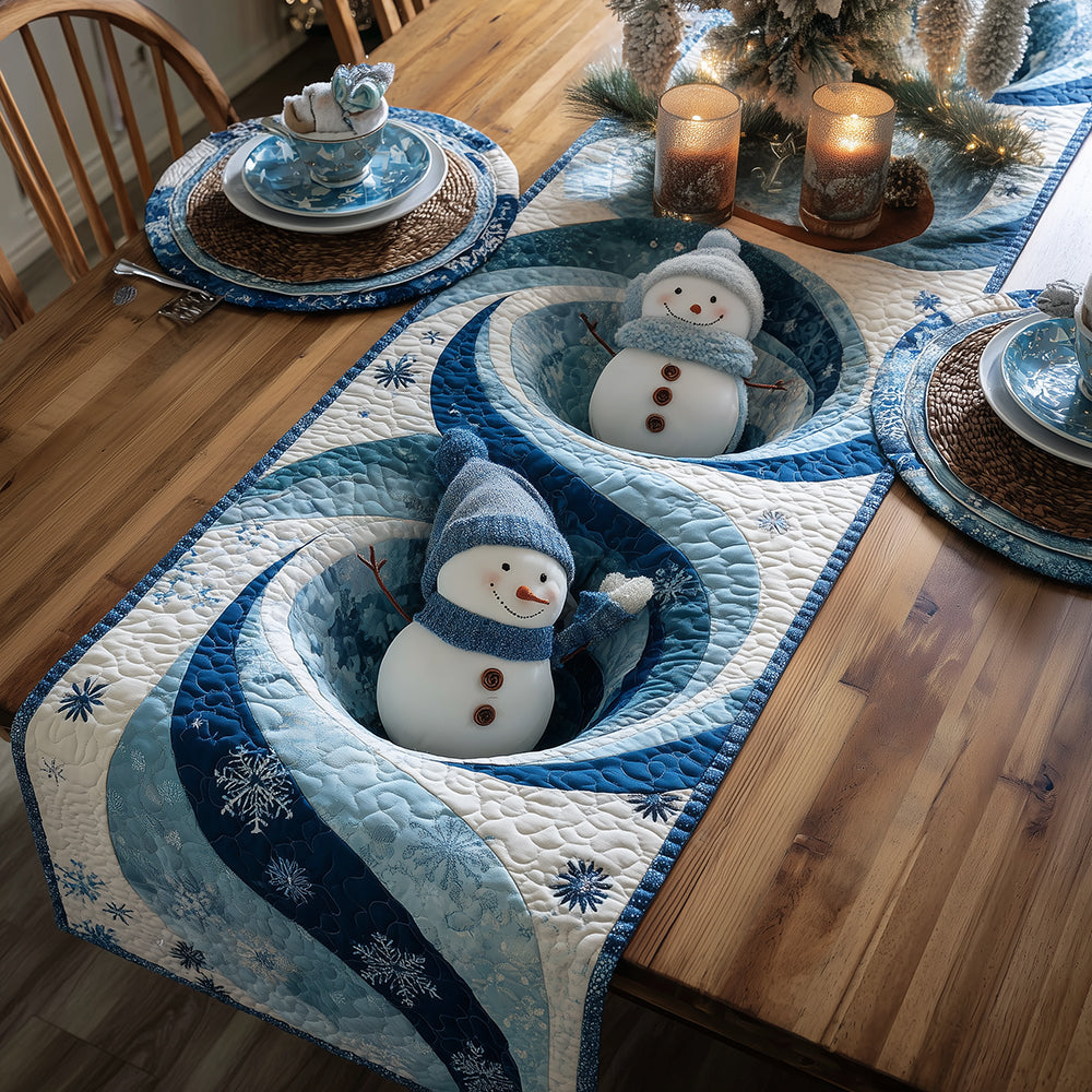 Cheerful Frost Quilted Table Runner NCU0TH3351