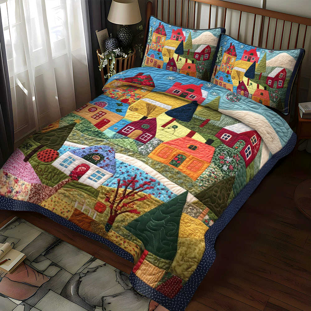 Christmas Tree Delight 3-Piece Quilted Bedding Set NCU0PD752