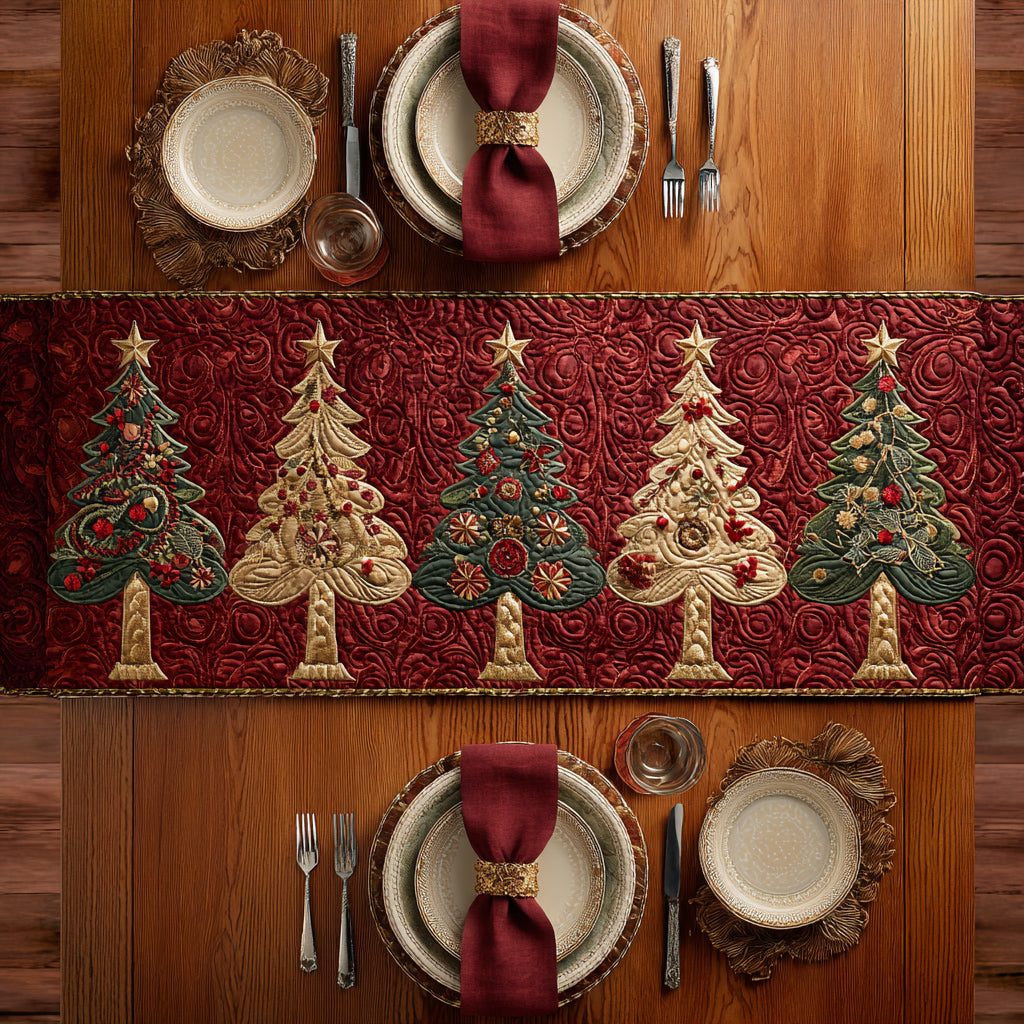 Christmas Tree Holiday Quilted Table Runner NCU0HNH397