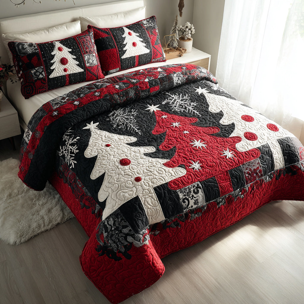 Christmas Tree Noel 3-Piece Quilted Bedding Set NCU0HNH390
