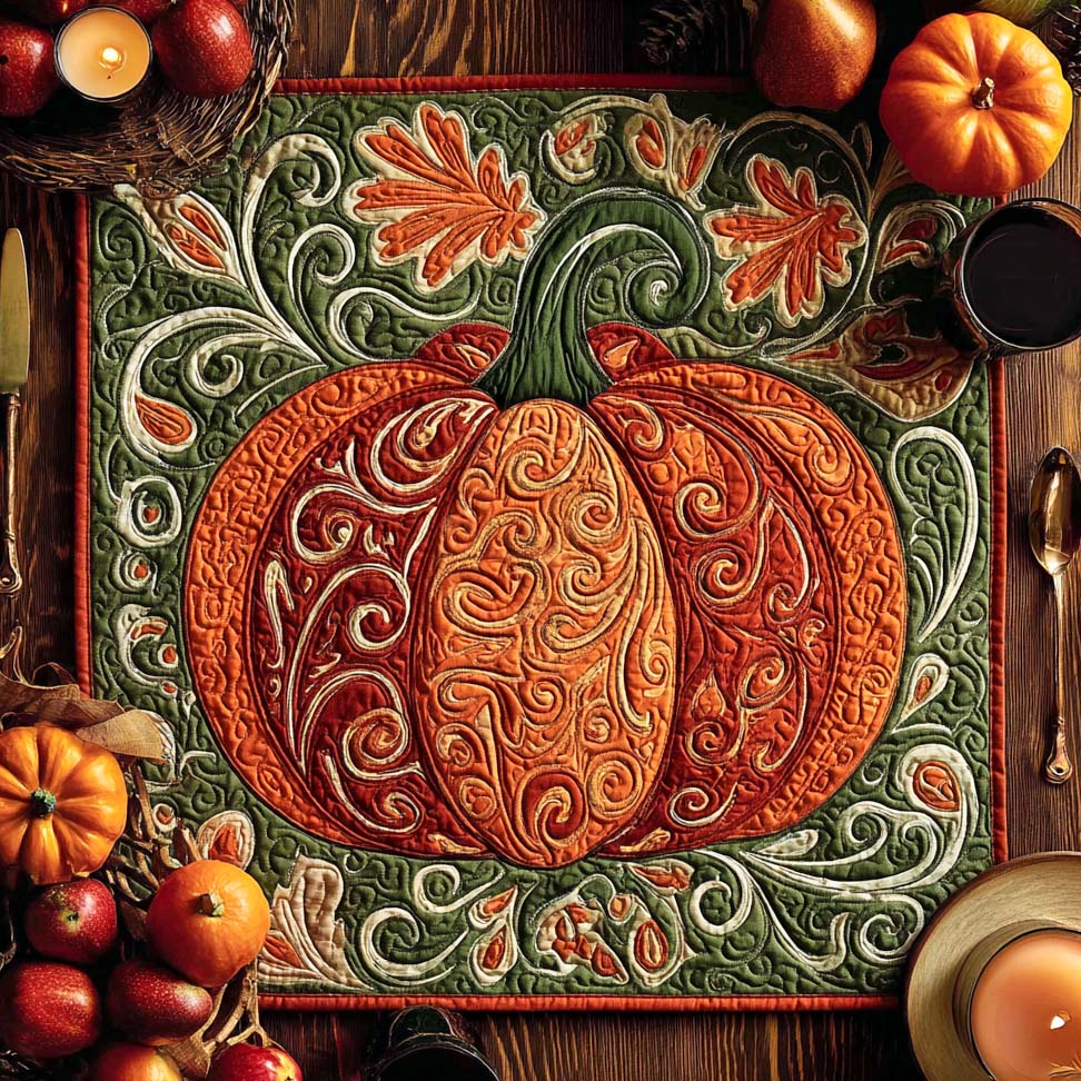Cinnamon Pumpkin Bliss Quilted Table Topper NCU0NXD068