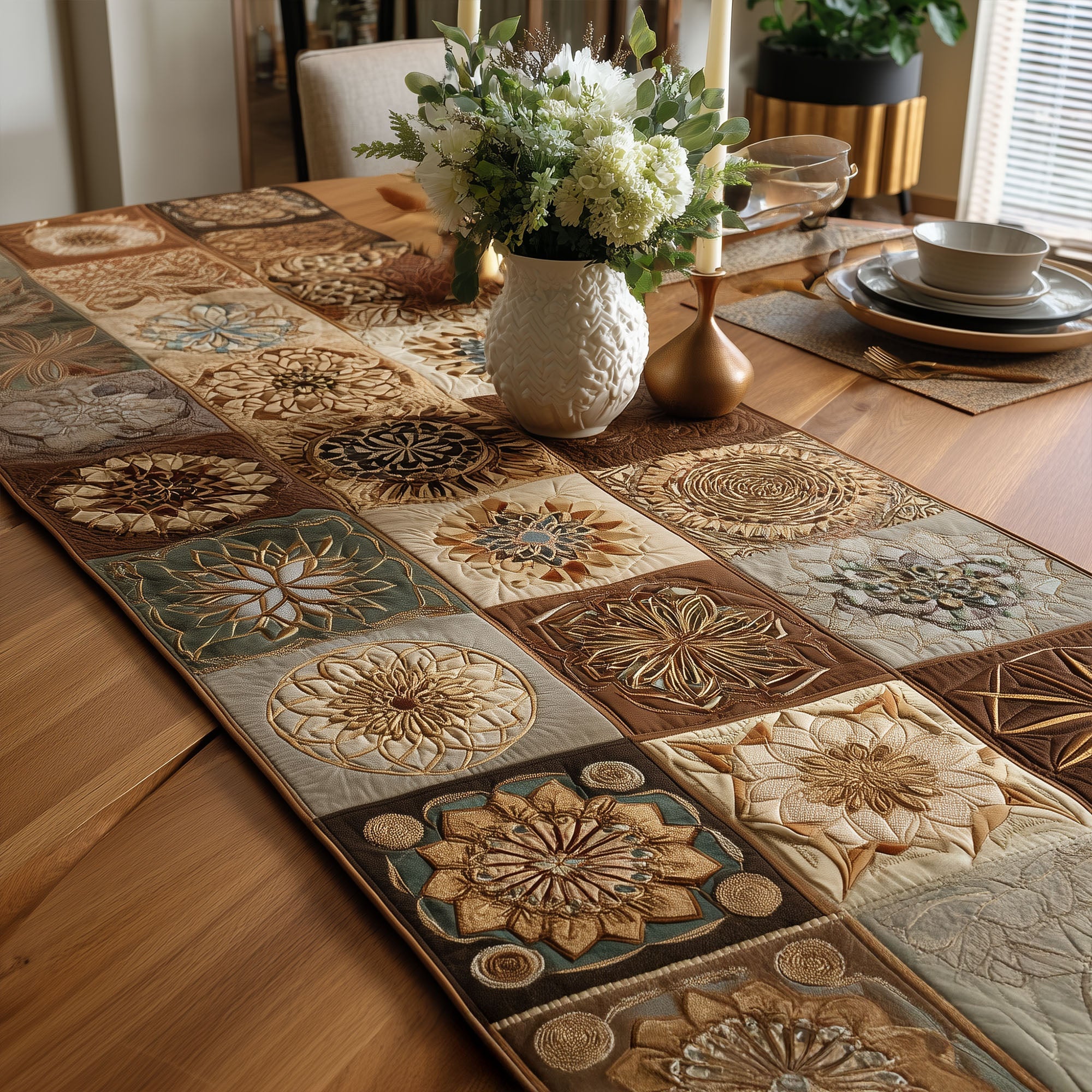 Circle of Tranquility Quilted Table Runner NCU0PTT603