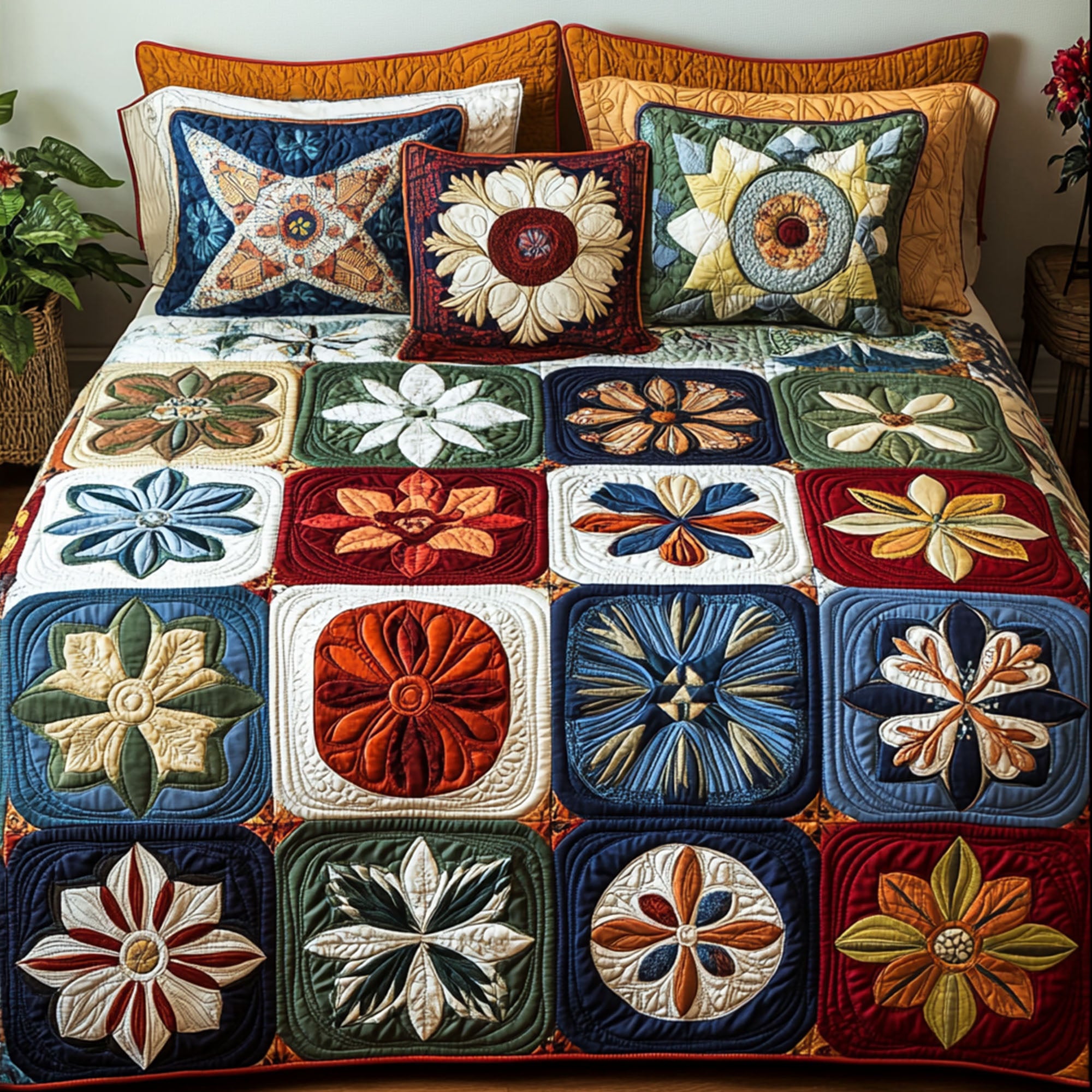 Classic Blocks 3-Piece Quilted Bedding Set NCU0PTT559