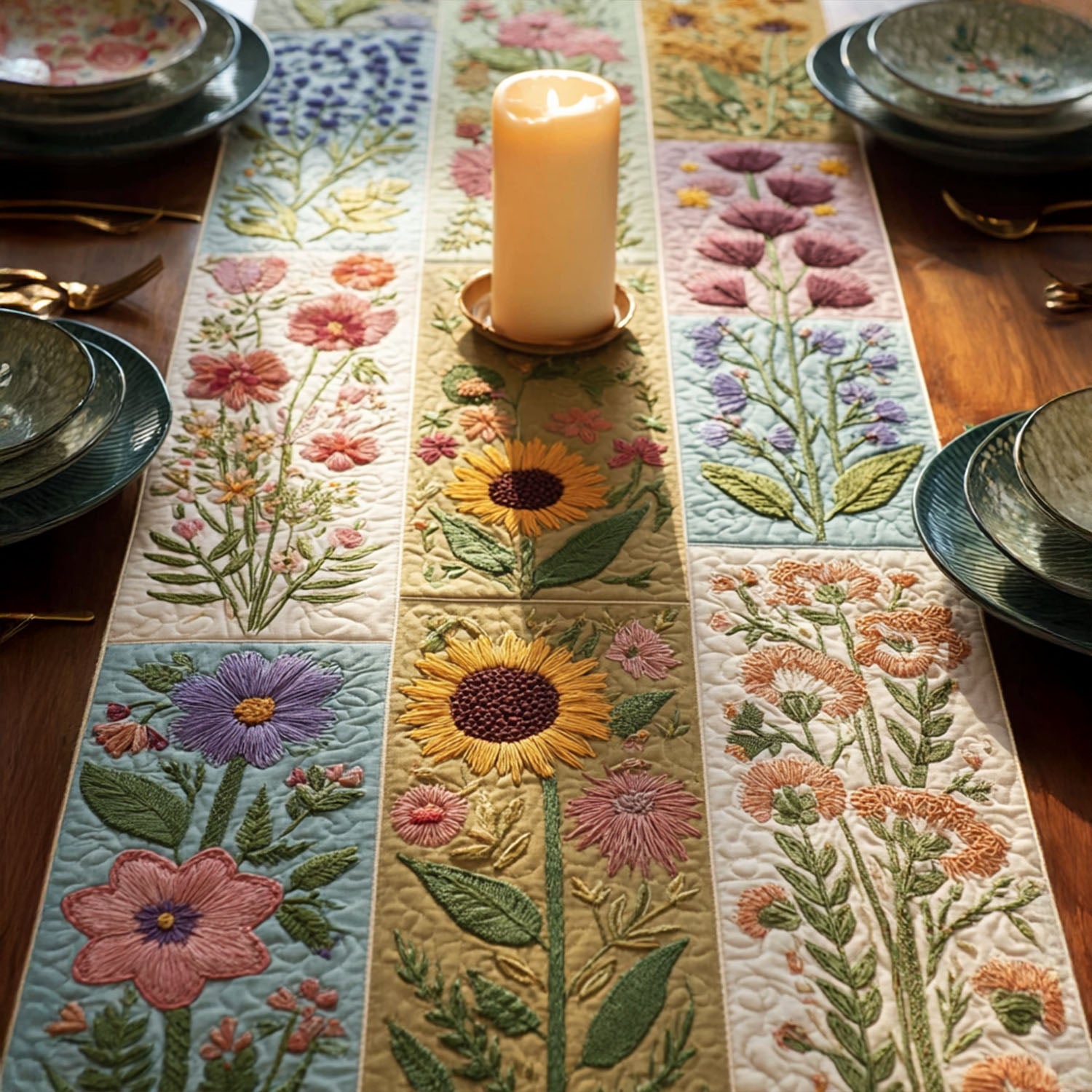 Classic Flora Quilted Table Runner NCU0PTT667