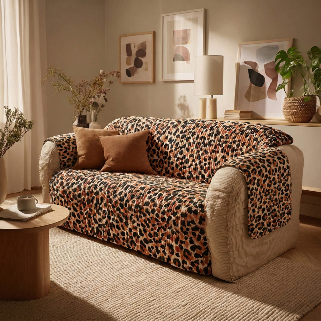 Classic Leopard Quilted Sofa Cover NCU0LDH721