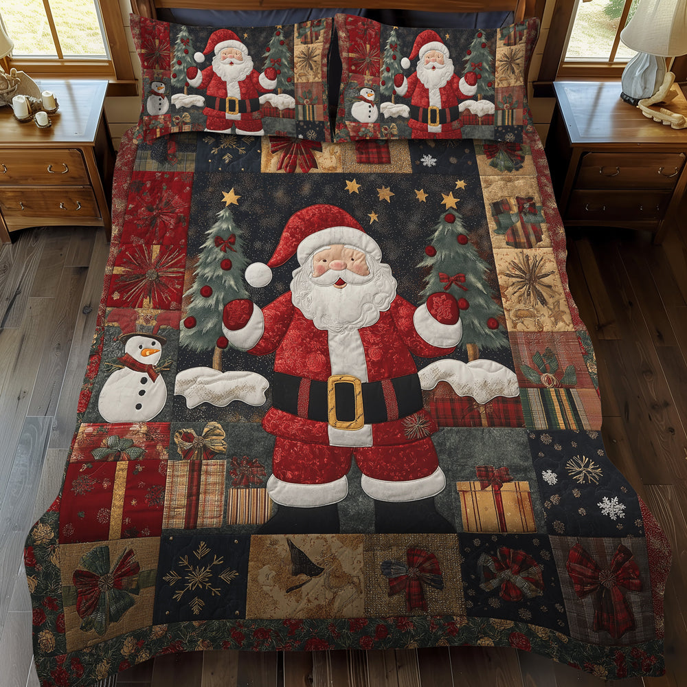 Classic Santa Charm 3-Piece Quilted Bedding Set