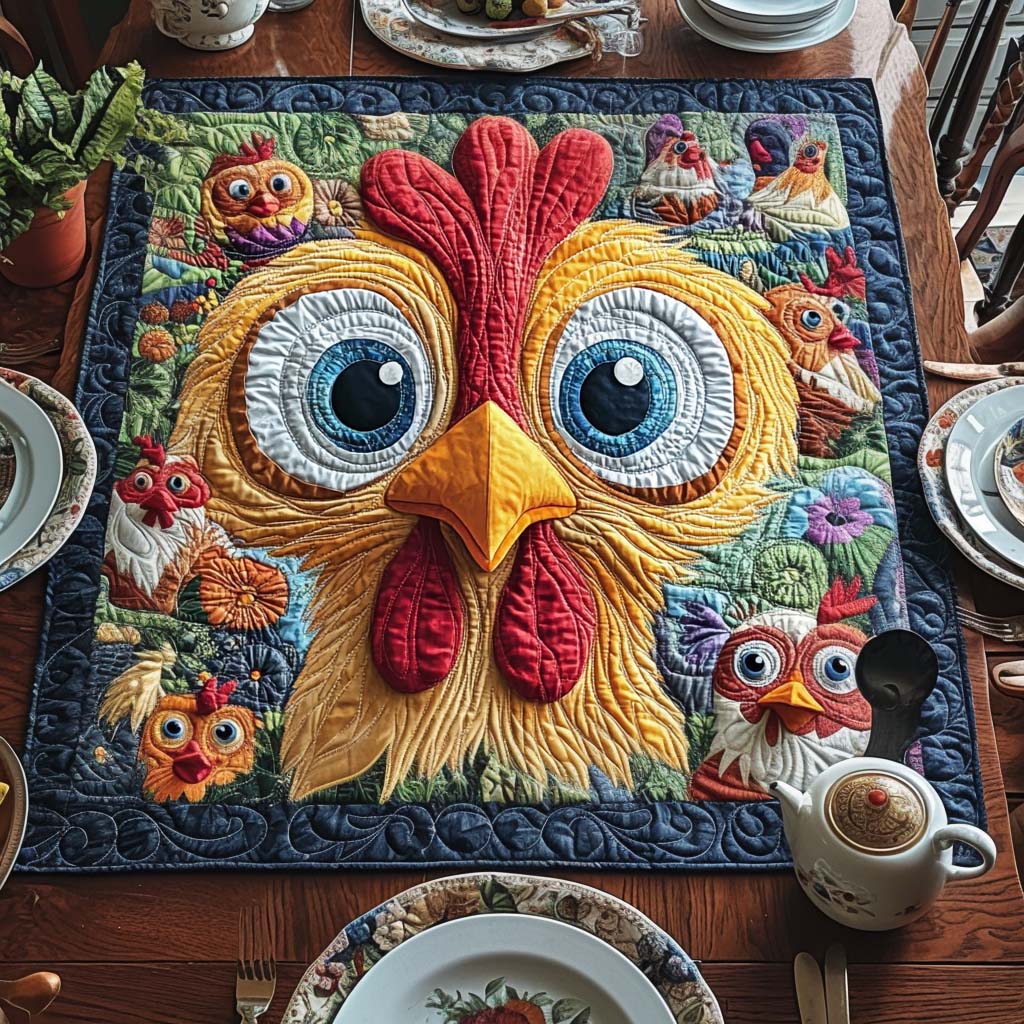 Cluck Charm Quilted Table Topper NCU0DV722