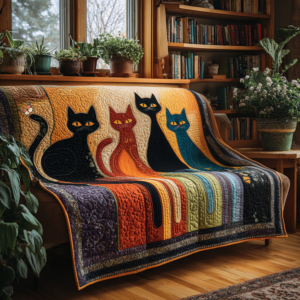 Color Cats Quilted Blanket NCU0PVL784