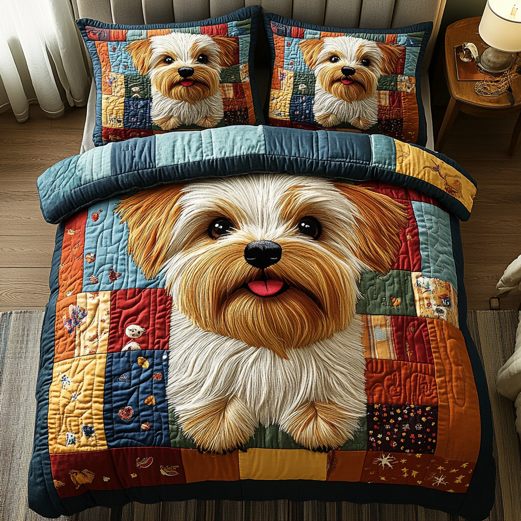 Color Pup 3-Piece Quilted Bedding Set NCU0DV477
