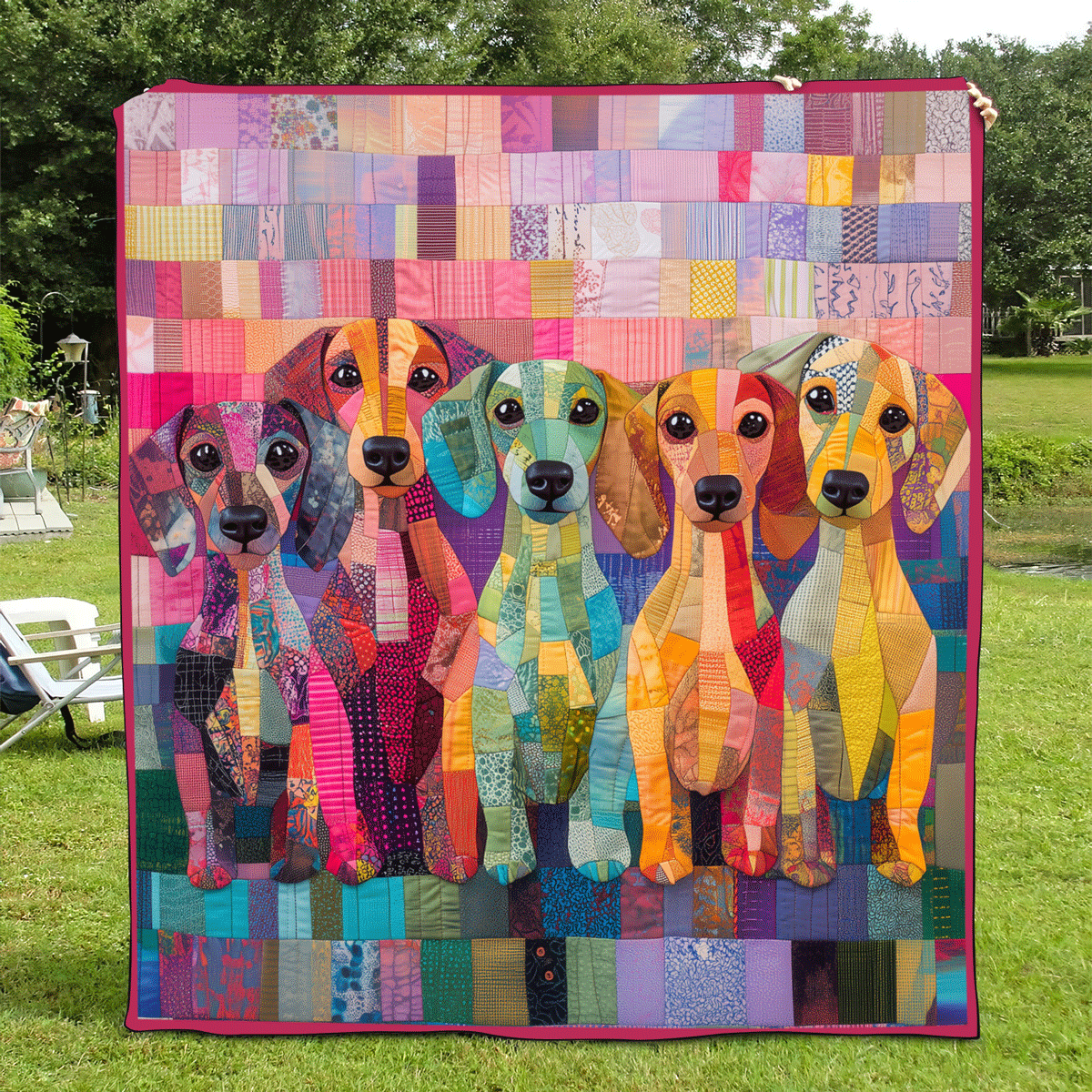 Color Splash Dachshund Quilted Blanket NCU0TL1784