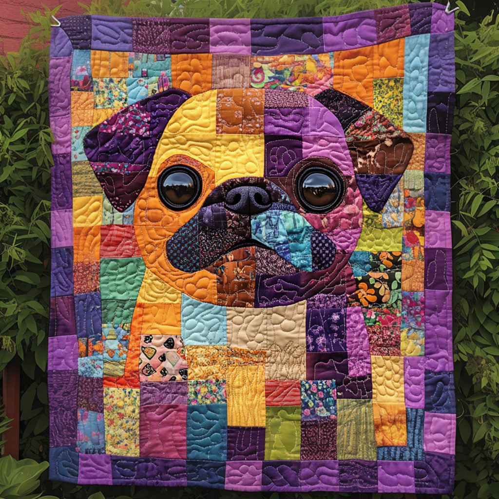 Color Splash Pug Quilted Blanket NCU0TL1809