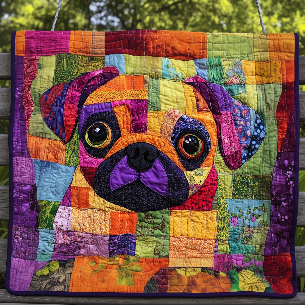 Colorburst Pug Quilted Blanket NCU0TL1803