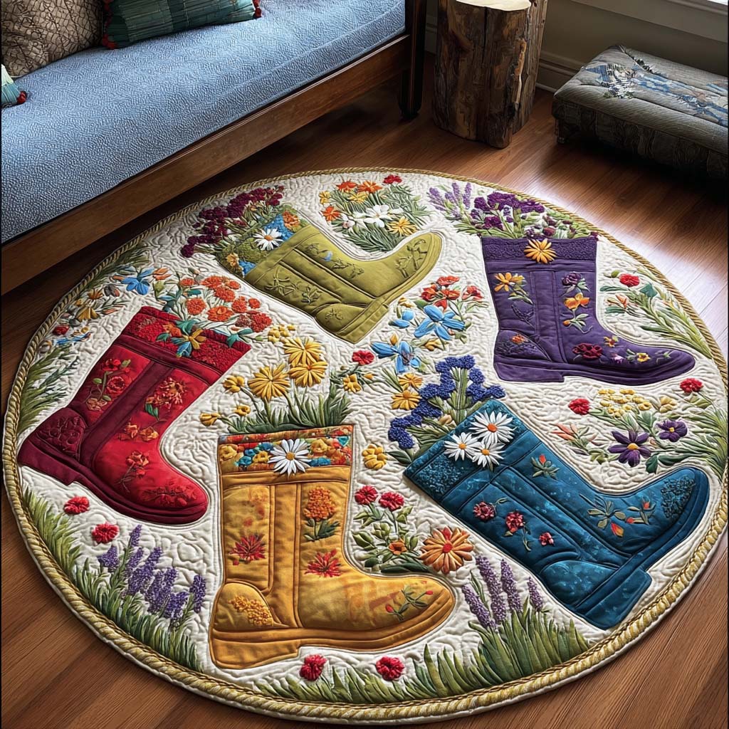 Colorful Boots Quilted Round Mat NCU0NNT1934