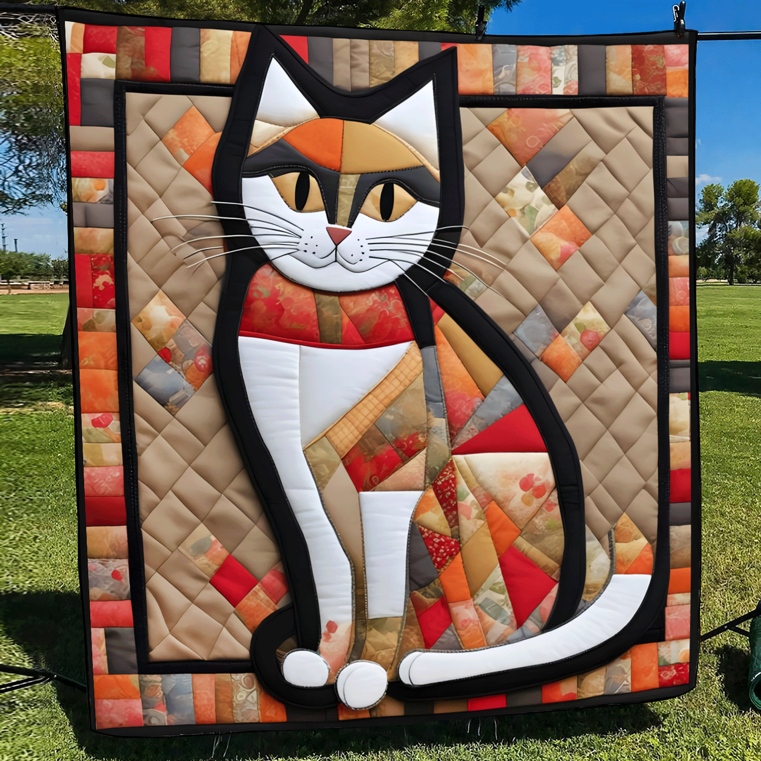 Colorful Catitude Quilted Blanket NCU0DV760