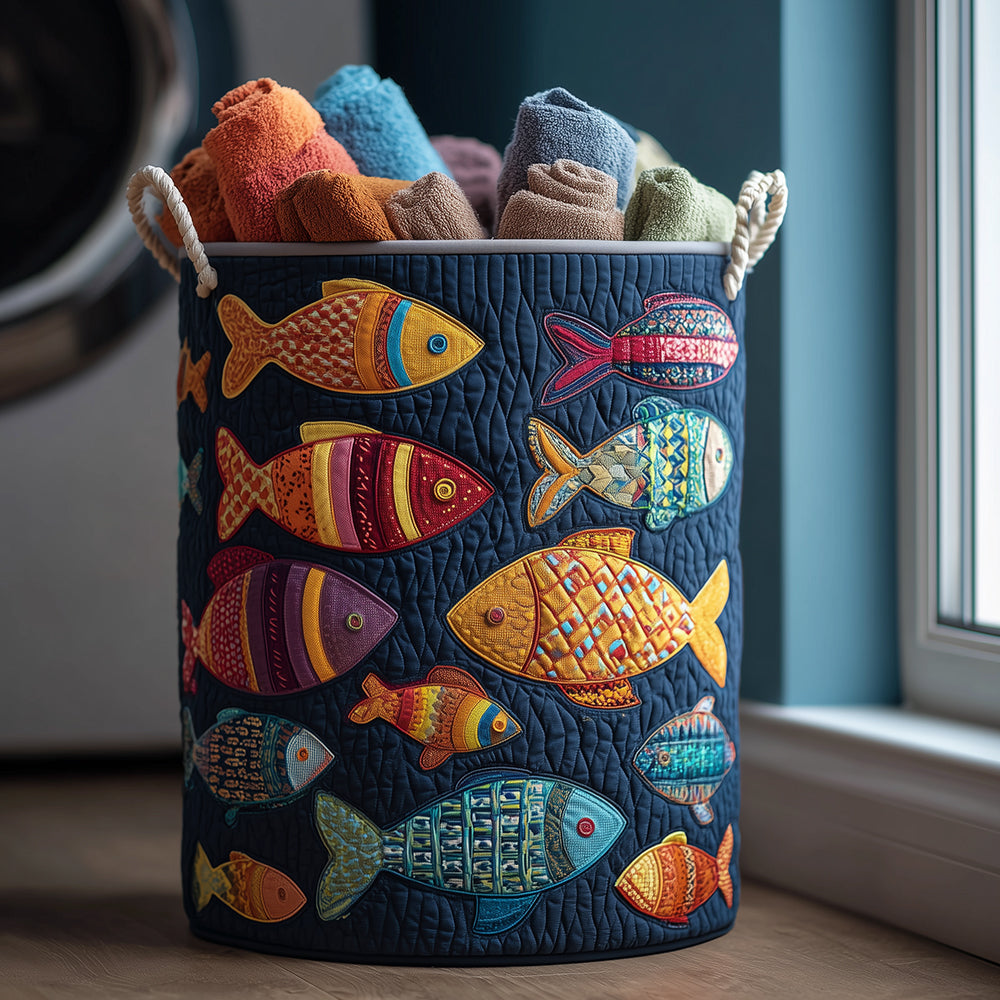 Colorful Fins Quilted Laundry Basket NCU0TH3008
