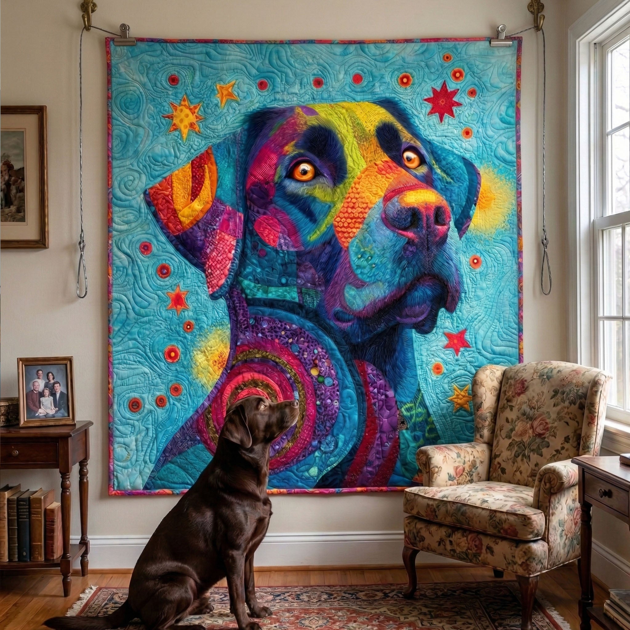 Colorful Labrador Quilted Blanket NCU0NNT3064