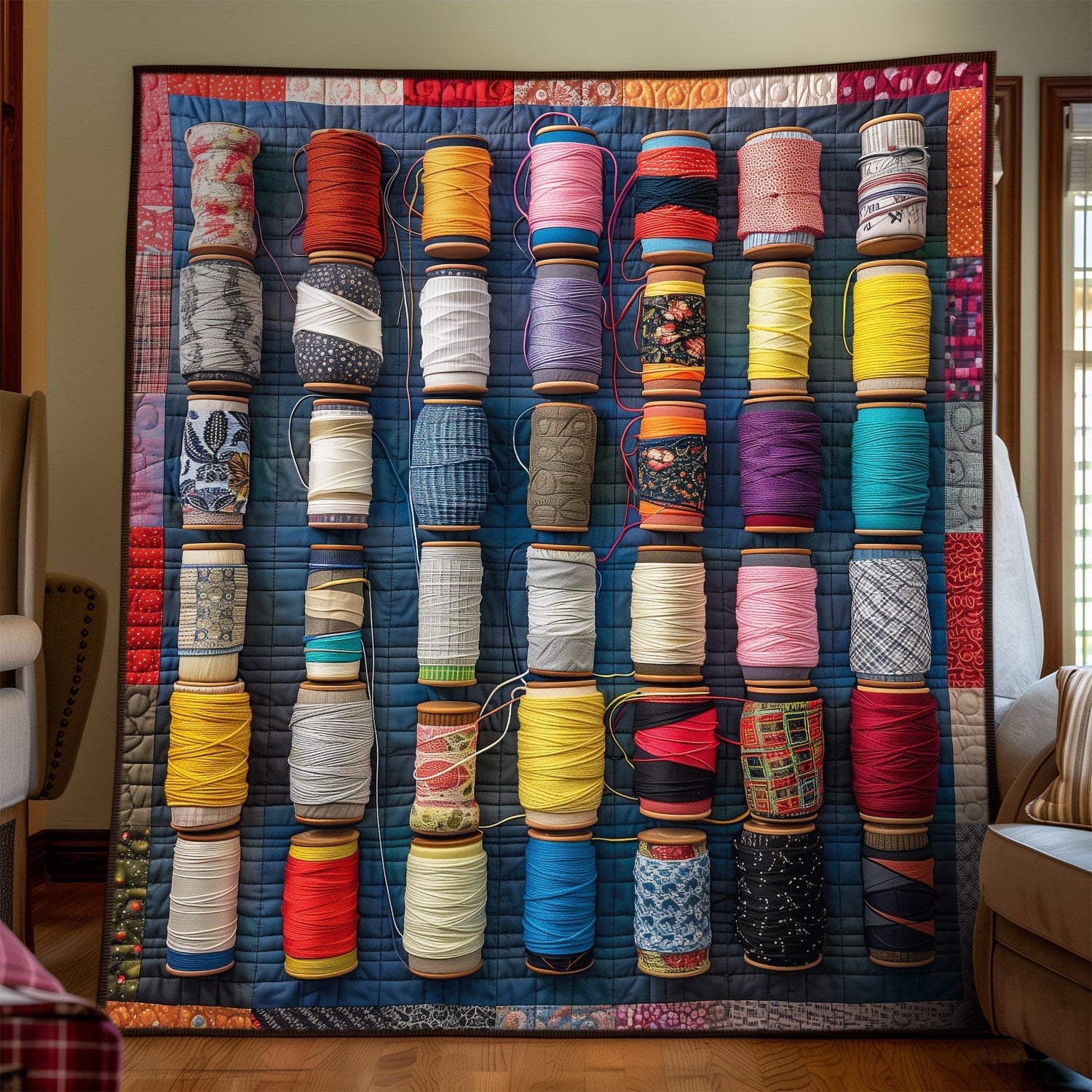 Colorful Spools Quilted Blanket NCU0TH1281