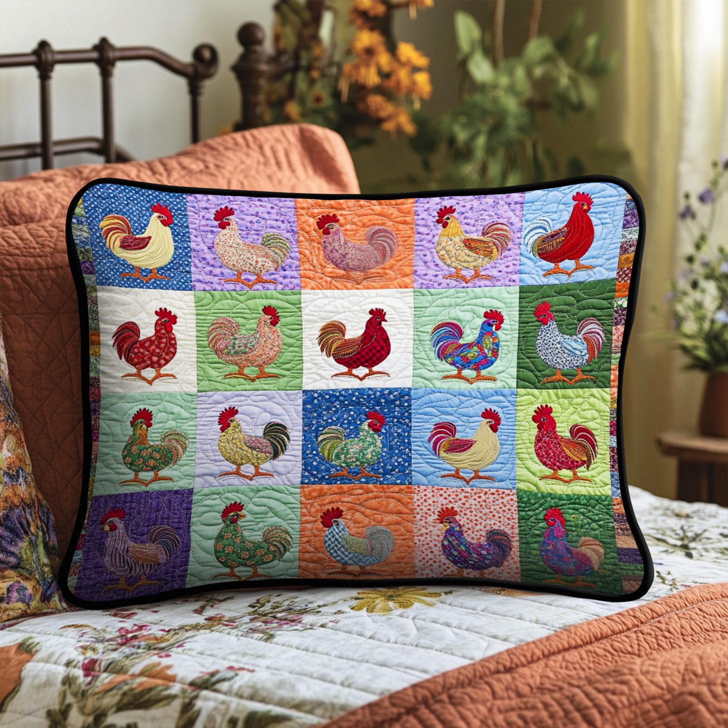 Colorful Crowing Quilted Bedding Pillow Case NCU0NNT910