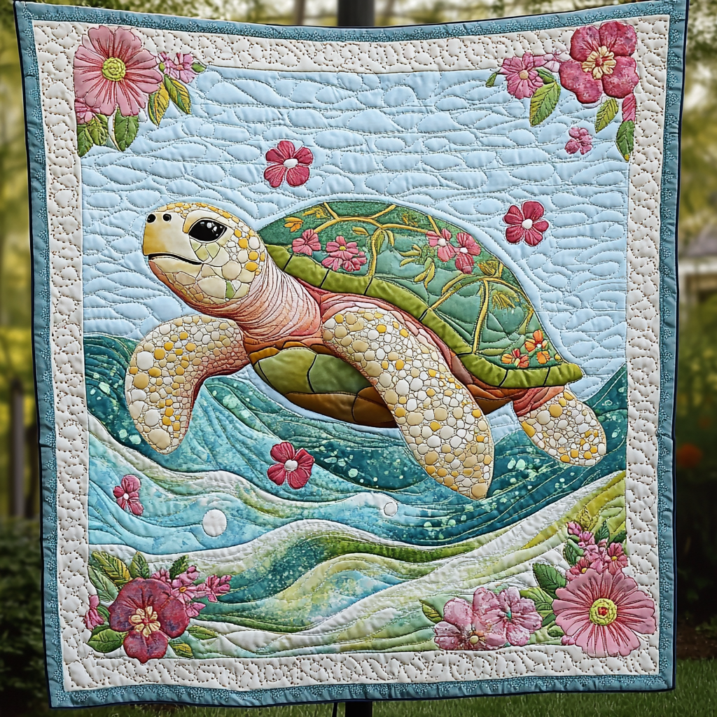 Coral Reef Turtle Adventure Quilted Blanket NCU0DK1725