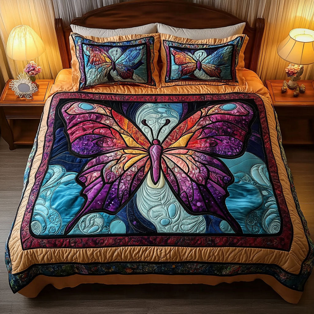 Cosmic Butterfly 3-Piece Quilted Bedding Set NCU0NNT592