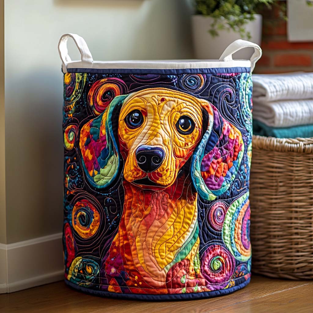 Cosmic Dach Delight Quilted Laundry Basket NCU0NXD149