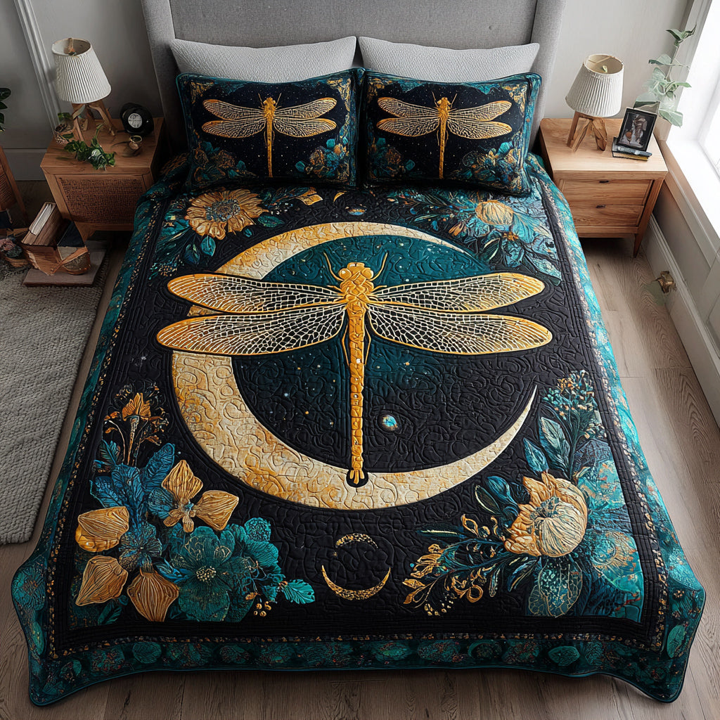 Cosmic Dragonfly 3-Piece Quilted Bedding Set NCU0HNH302