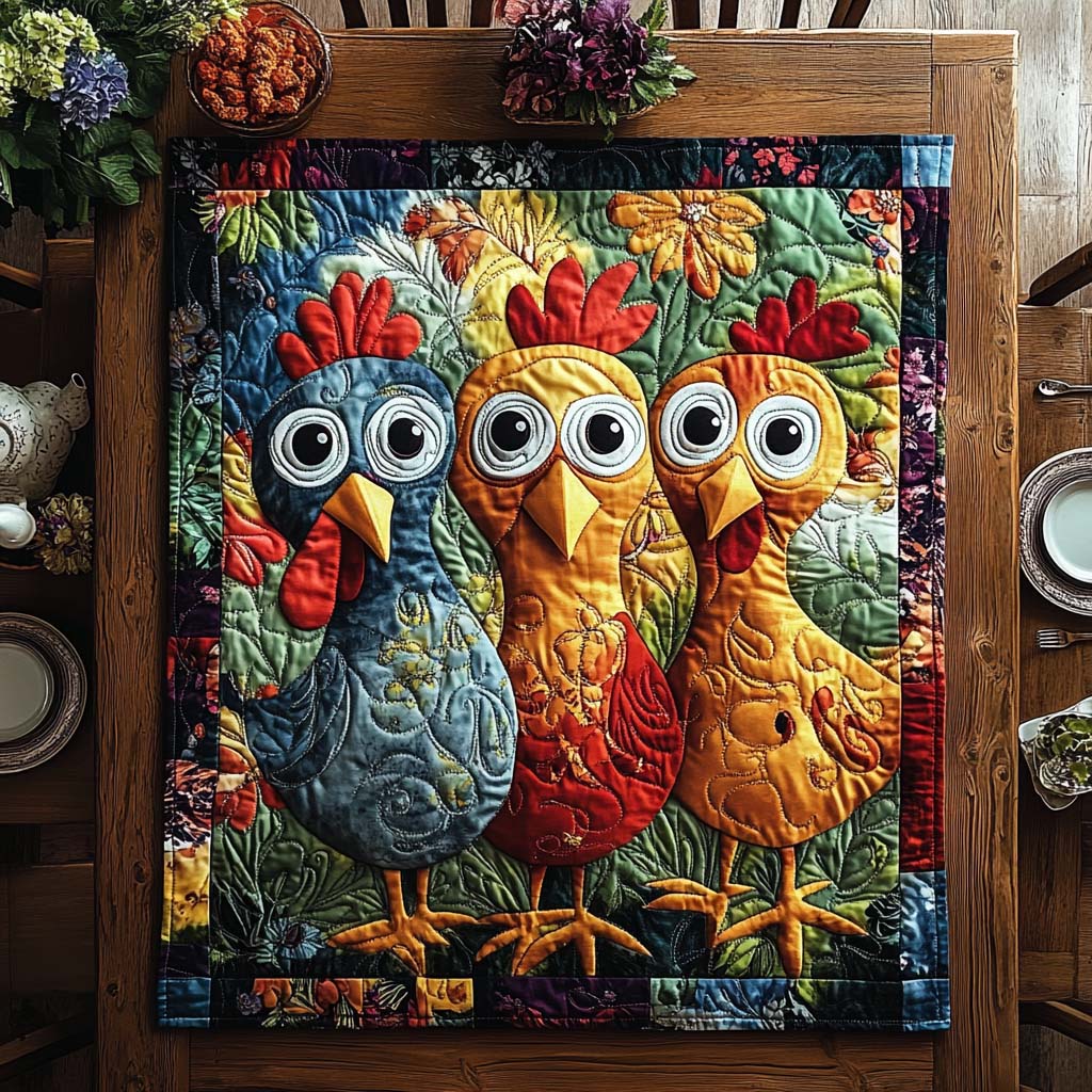Country Cluck Quilted Table Topper NCU0DV718
