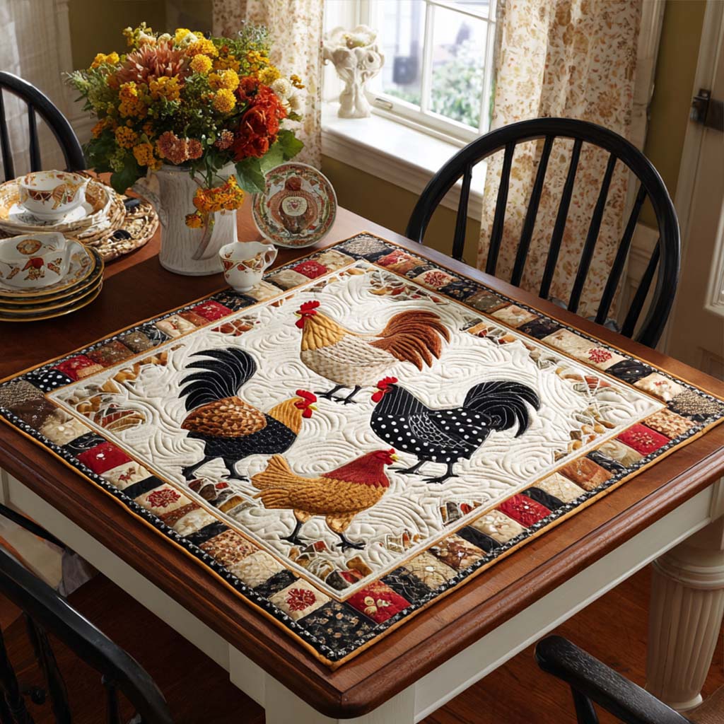 Country Cluck Quilted Table Topper NCU0NNT1086